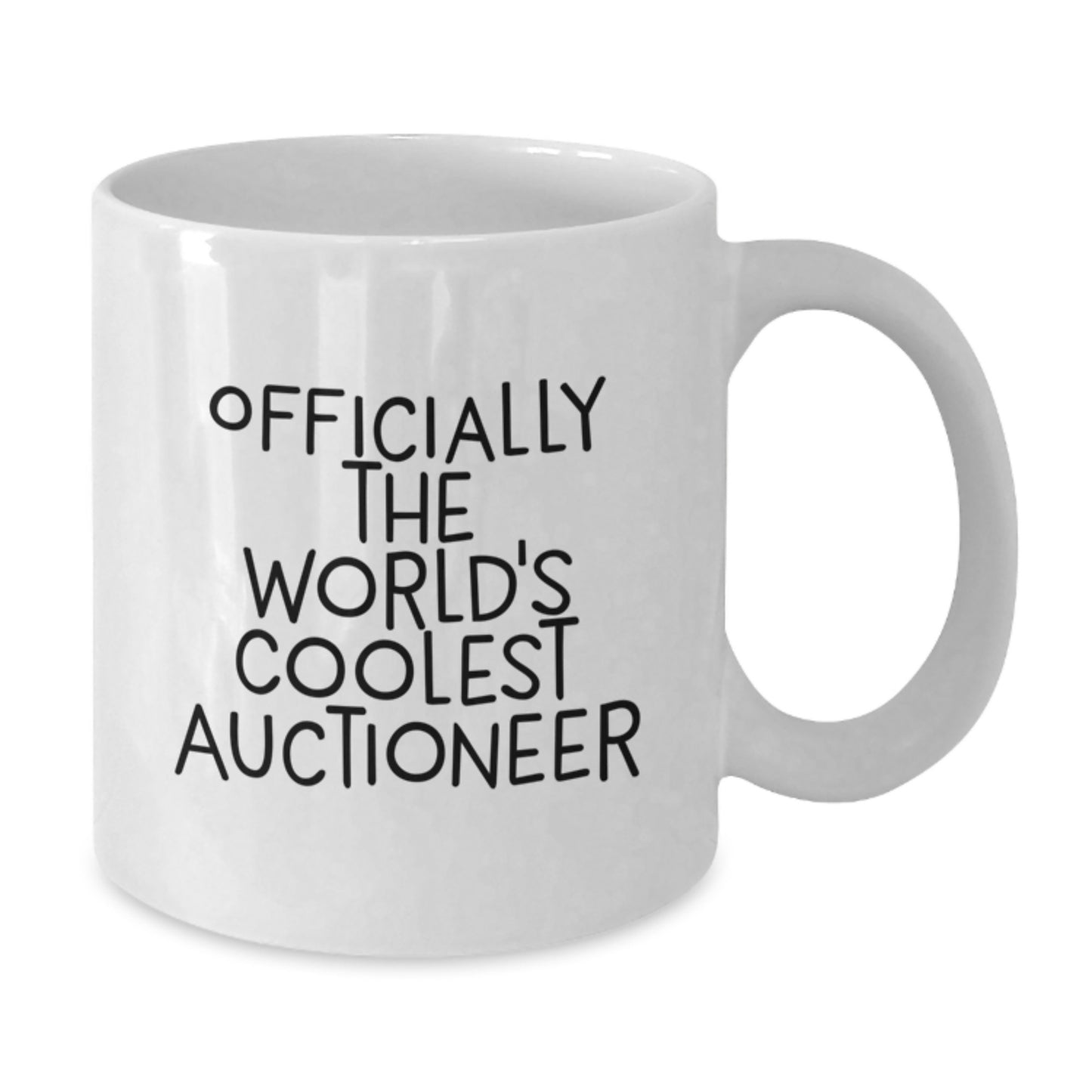 Funny Gifts from Friends for World's Coolest Auctioneer Valentine's Unique White Coffee Mug - Officially The World's Coolest Auctioneer - Additional