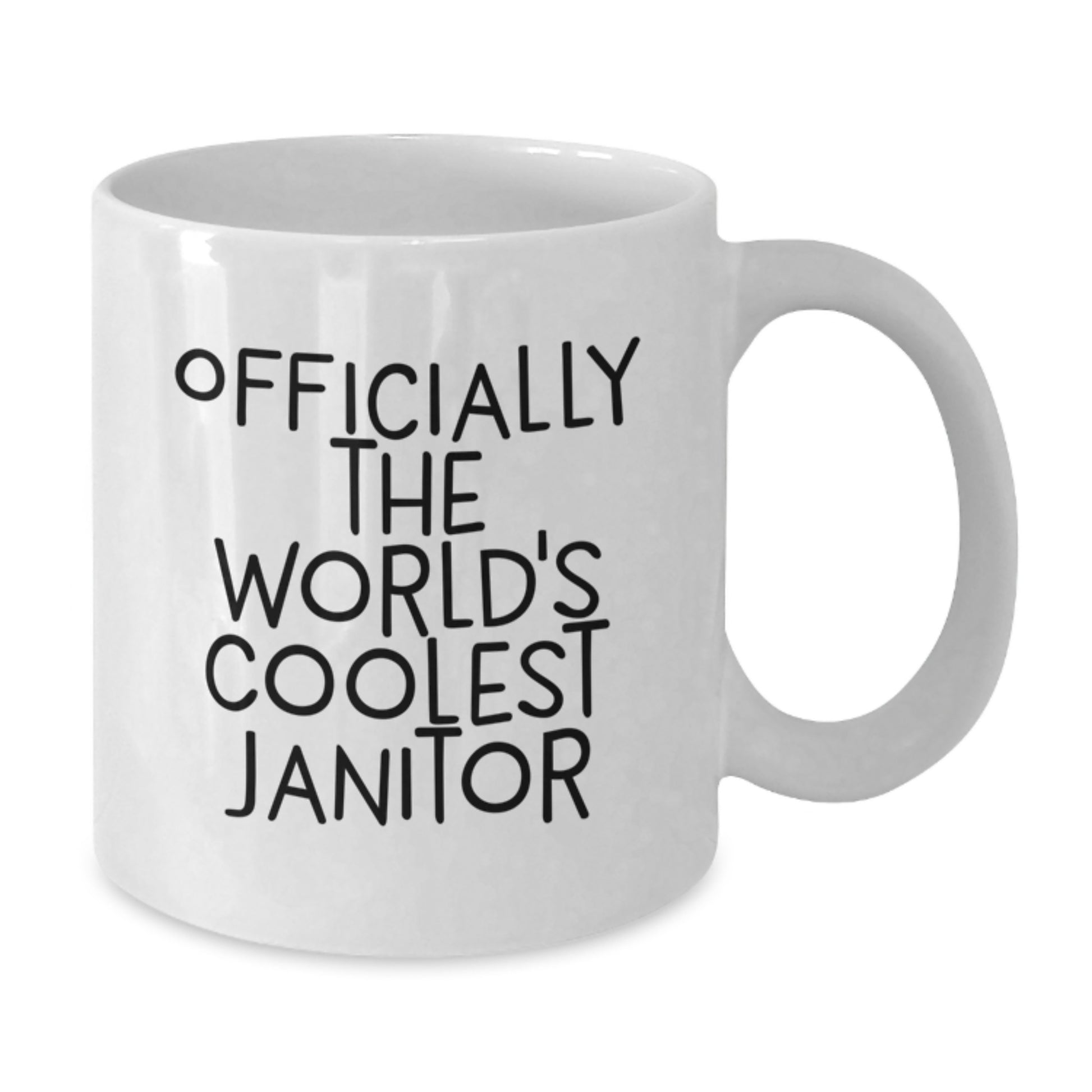 Funny Janitor Gifts for Friends, Officially The World's Coolest Janitor White Coffee Mug from Family - Additional