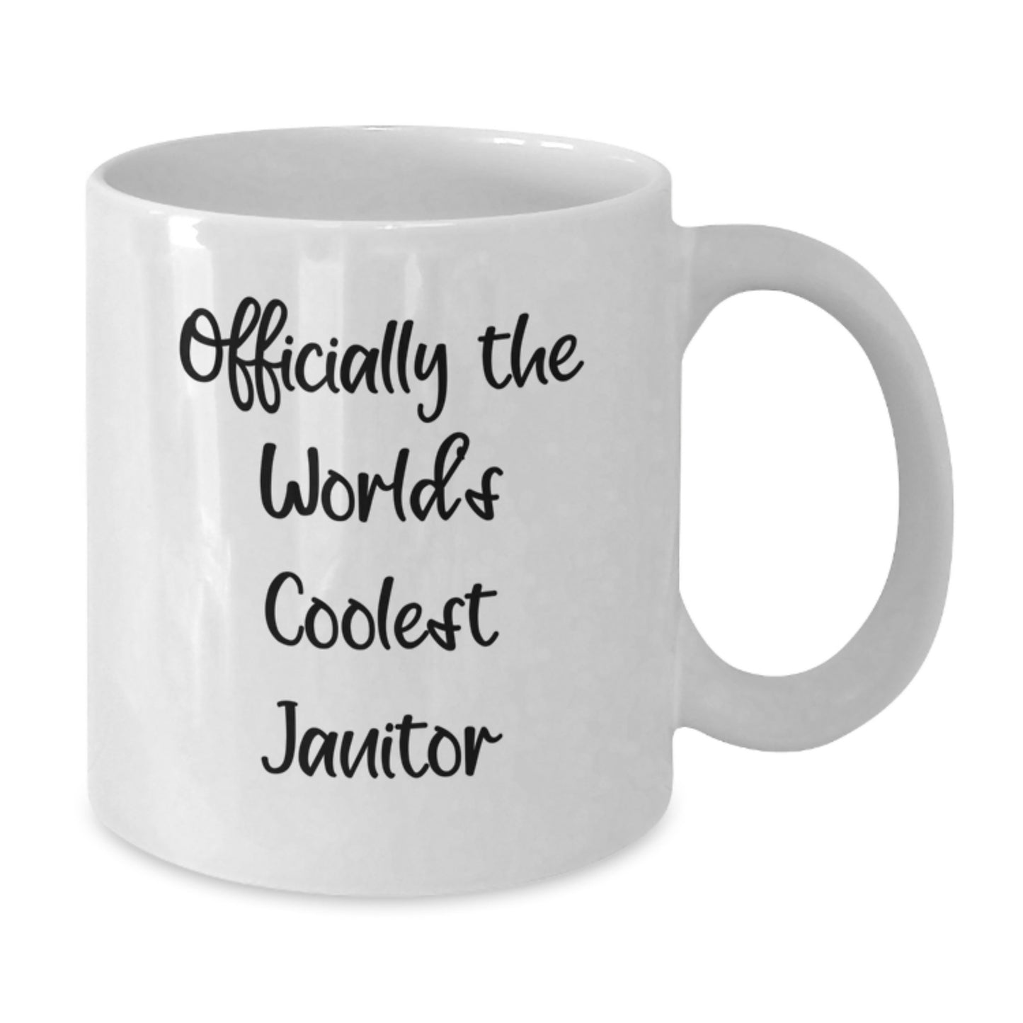 Funny Janitor Gifts - Gifts from Friends for Graduation - White Ceramic Coffee Mug - Officially The World's Coolest Janitor Quote - Additional