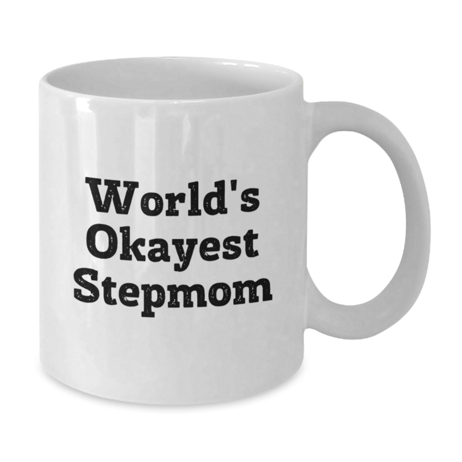 Funny Stepmom Gifts, World's Okayest Stepmom Quote White Coffee Mug, Birthday Unique Stepmom Gift from Family - Additional