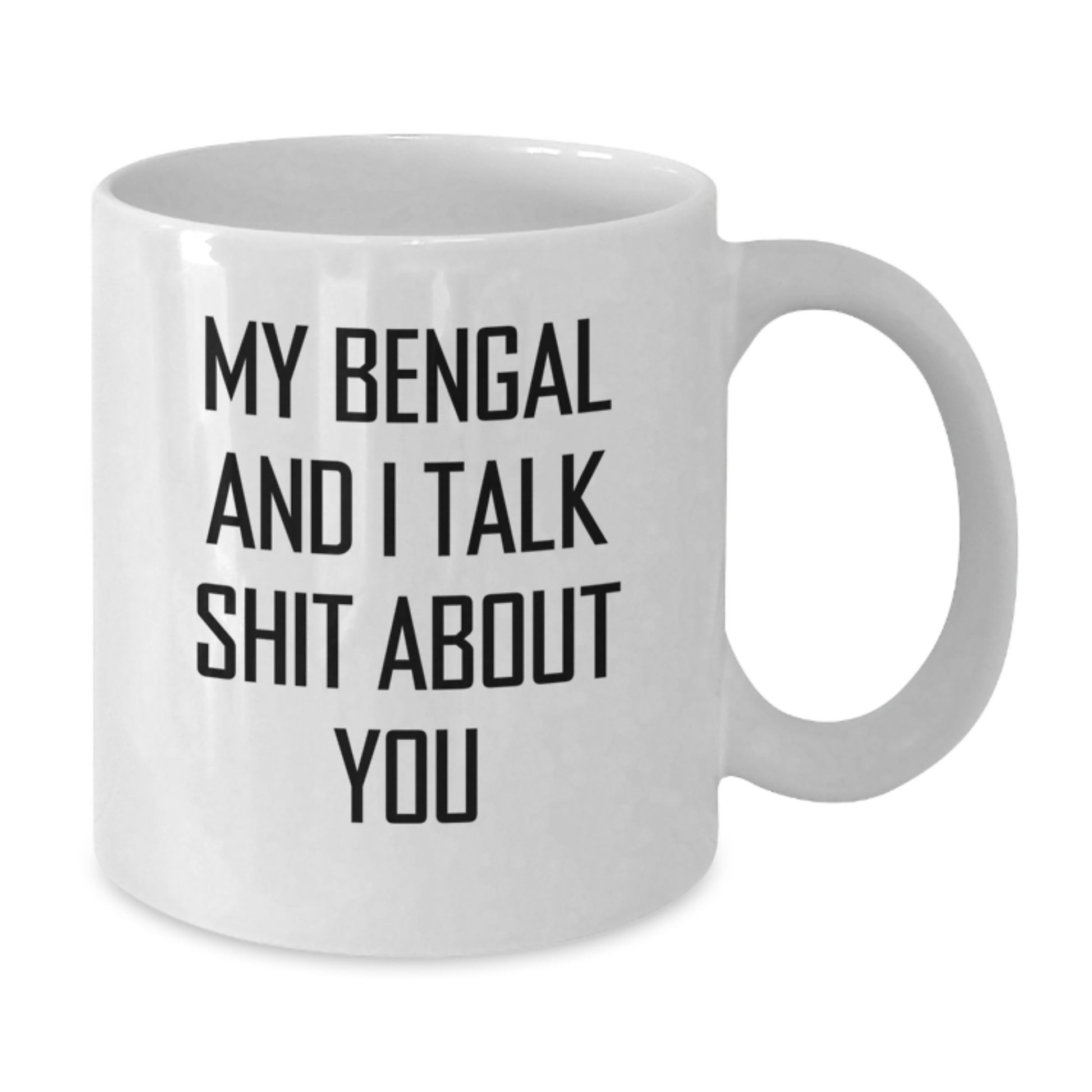 Funny Bengal Cat Gift for Dad, White Coffee Mug, My Bengal And I Talk Shit About You, Unique Father's Day Presents - Additional