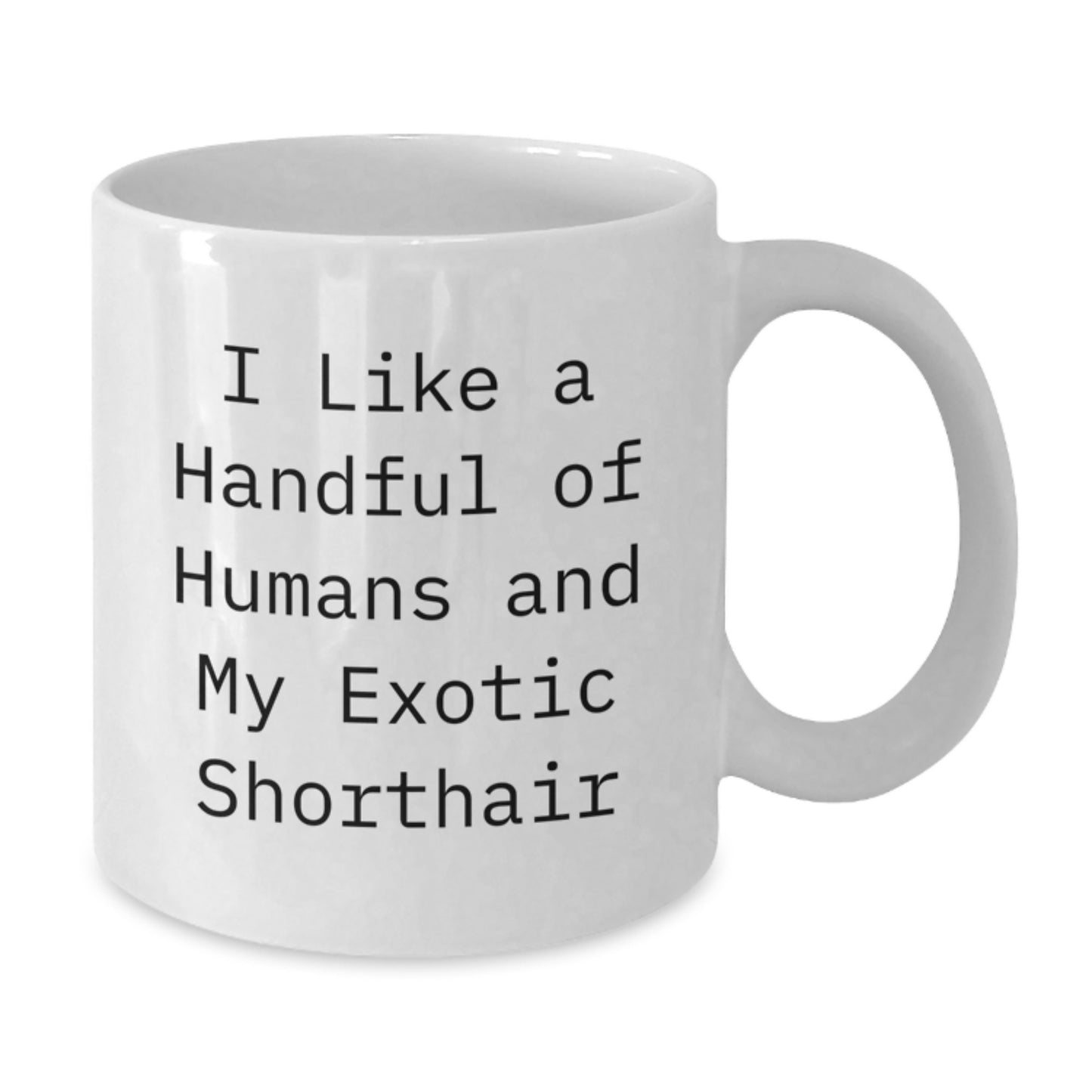 Funny Exotic Shorthair Cat White Coffee Mug Gifts from Friends and Family for Exotic Shorthair Cat Lovers at Christmas Time - I Like A Handful Of Humans And My Exotic Shorthair - Additional