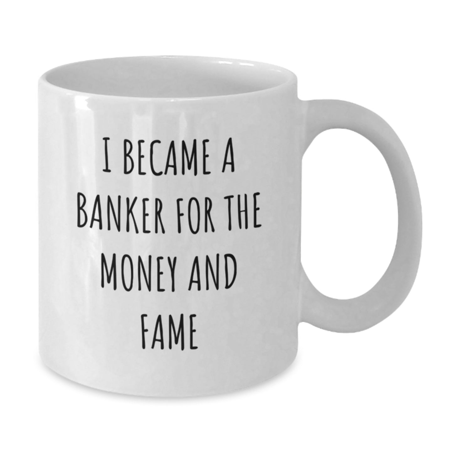 Funny Banker Gifts for Men - White Coffee Mug with I Became A Banker For The Money And Fame Quote, Unique Christmas Unique Gifts from Friends to Banker Colleagues - Additional