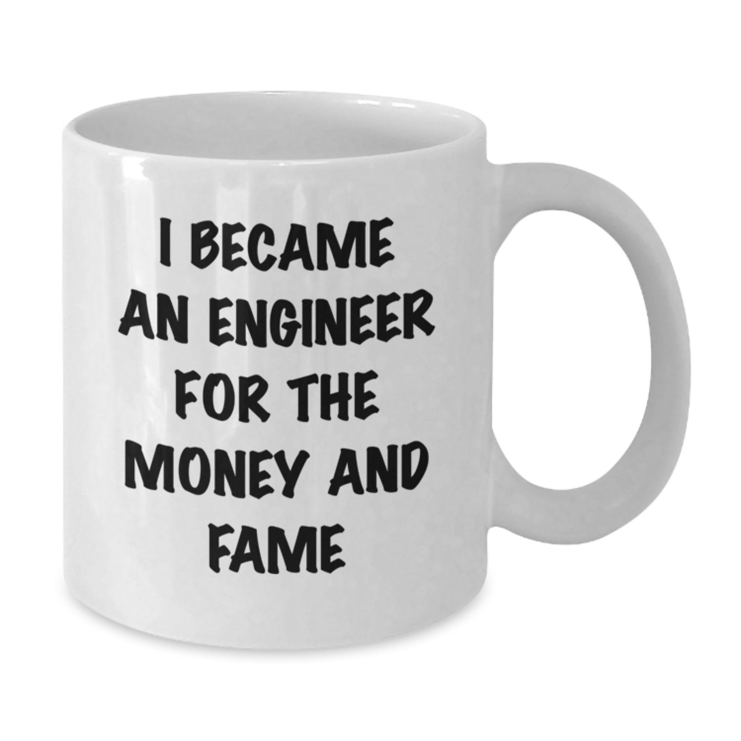 Funny Engineer Gifts from Men to Engineer Friends with Christmas Unique Mug I Became An Engineer For The Money And Fame Quote White Coffee Mug - Additional