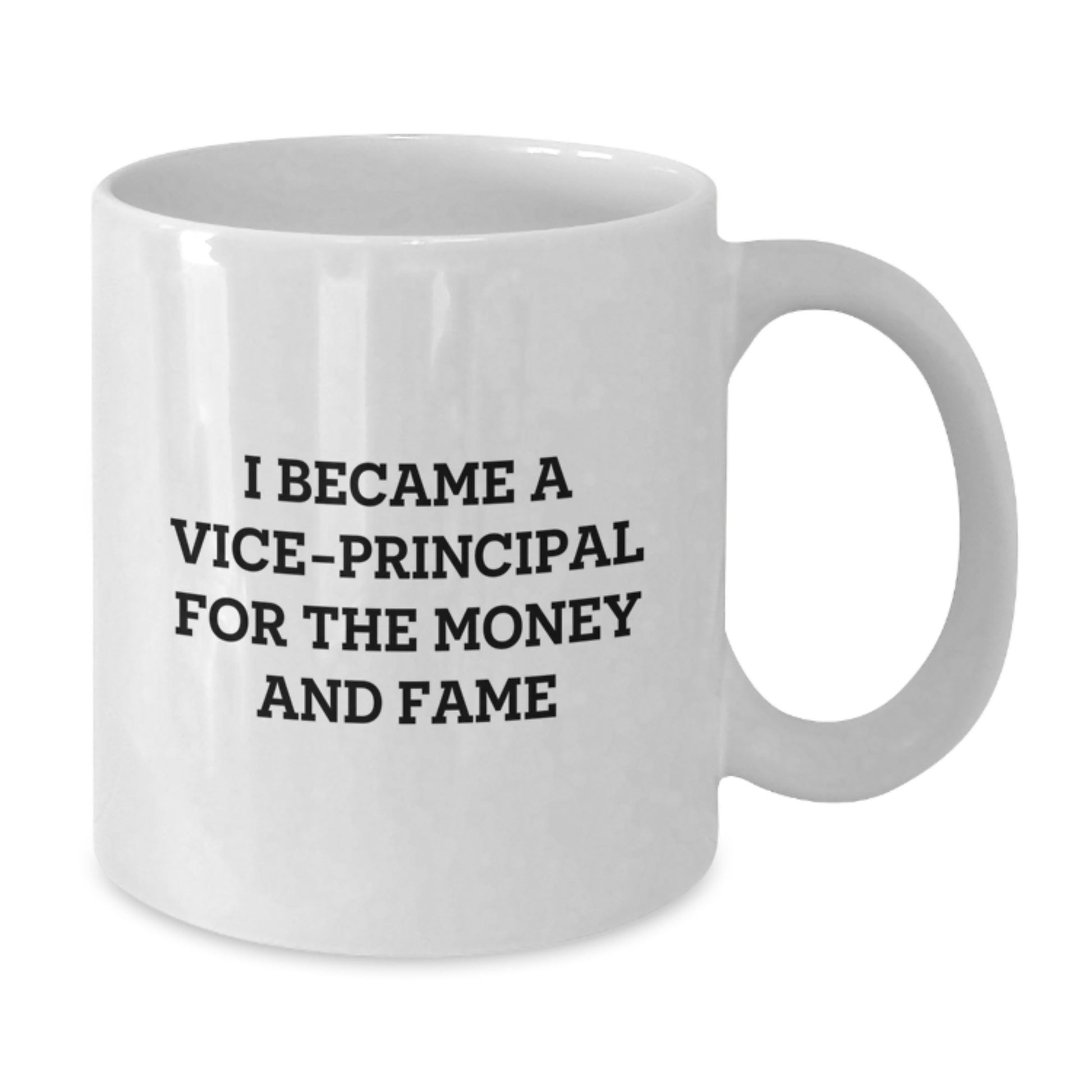Funny Vice-principal Gifts, White Coffee Mug, I Became A Vice-principal For The Money And Fame, Christmas Unique - Additional