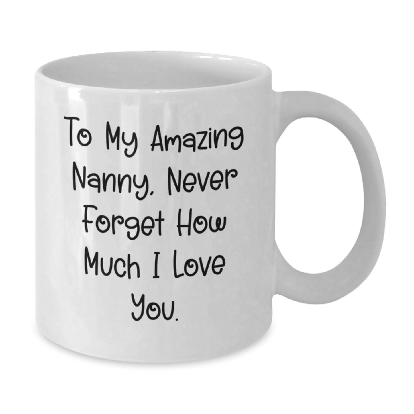 Funny Nanny Gifts for Nanny, White Coffee Mug with 'To My Amazing Nanny, Never Forget How Much I Love You' Quote, Christmas Unique Gifts from Family to Nanny - Additional