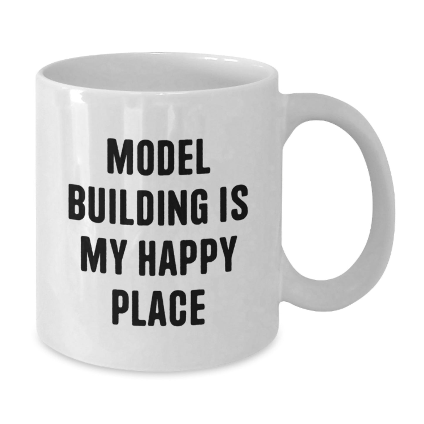 Funny Model Building Gifts, Unique White Coffee Mugs for Dad, Father's Day Unique Gifts from Family, Model Building Is My Happy Place Quote - Additional
