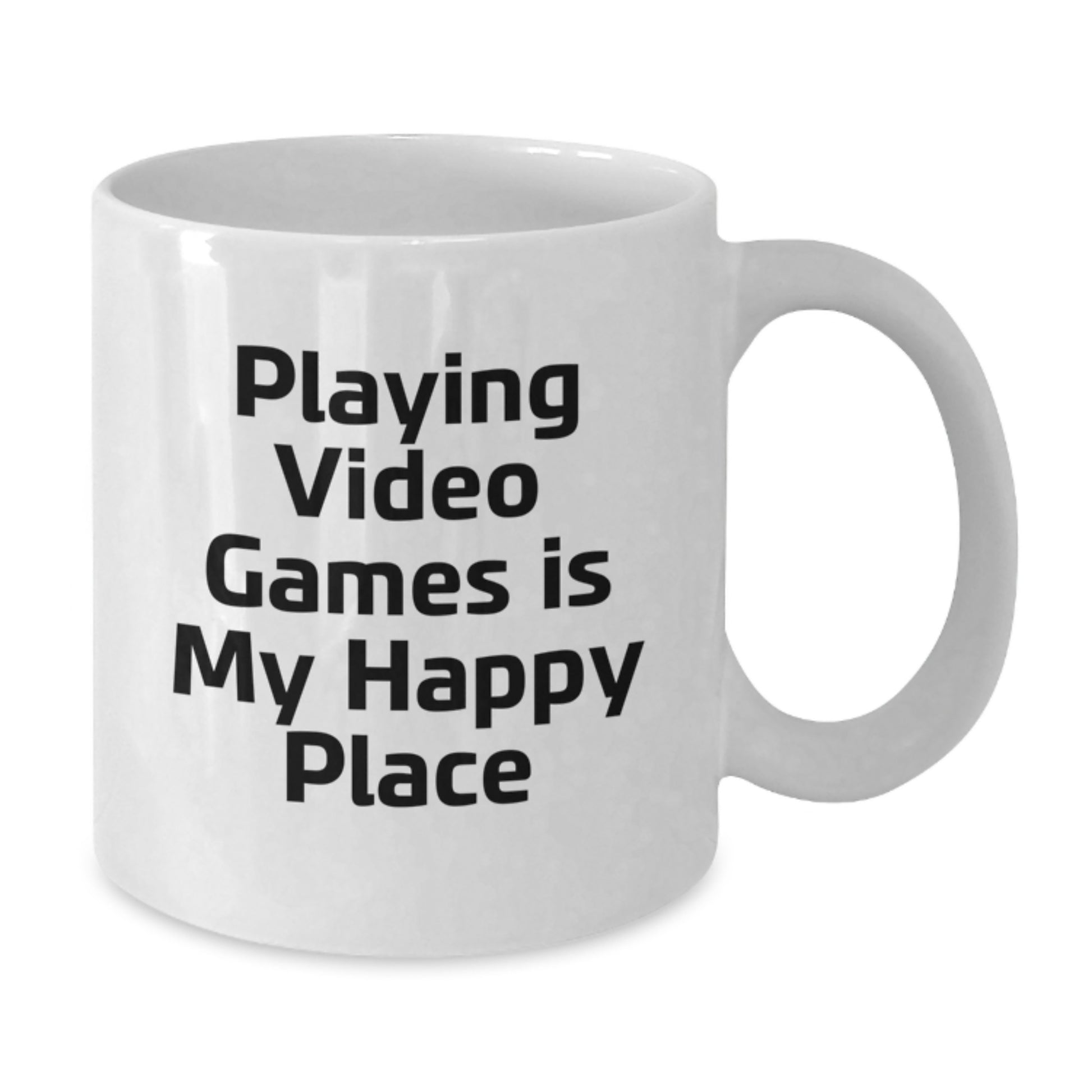 Funny Gifts from Friends for Him Playing Video Games Is My Happy Place White Coffee Mug 11oz 15oz Capacity - Additional