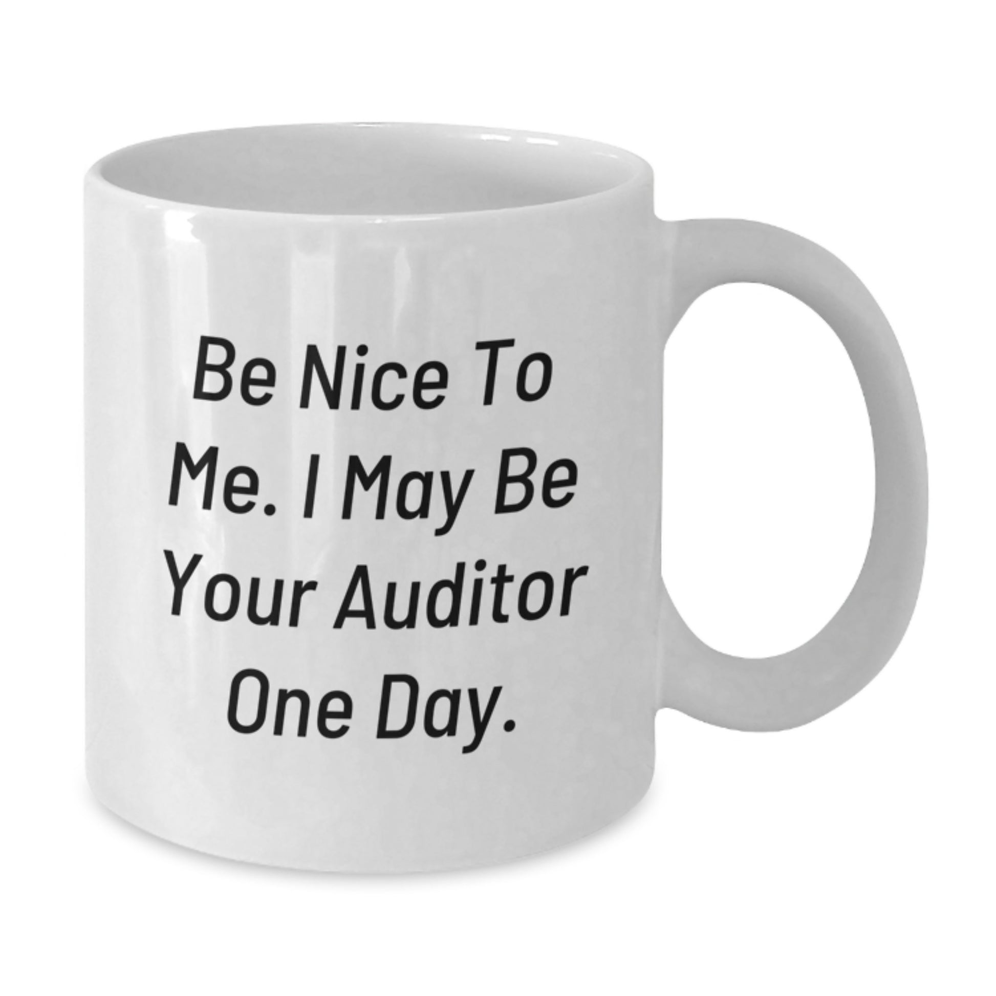 Funny Auditor Gifts - Be Nice To Me. I May Be Your Auditor One Day. White Coffee Mug, Birthday Unique Gifts from Friends to Auditor - Additional