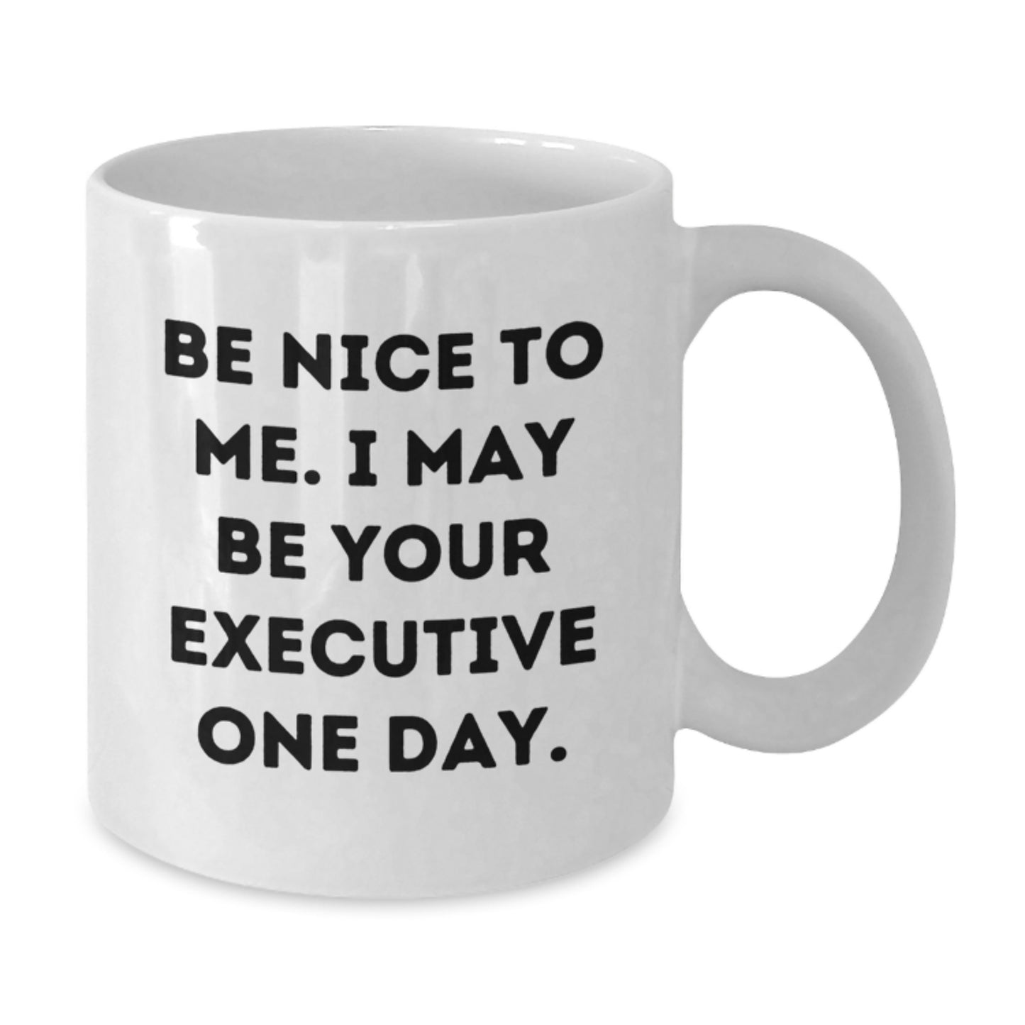 Funny Executive White Coffee Mug Gifts from Friends for Birthday - Be Nice To Me I May Be Your Executive One Day - Additional