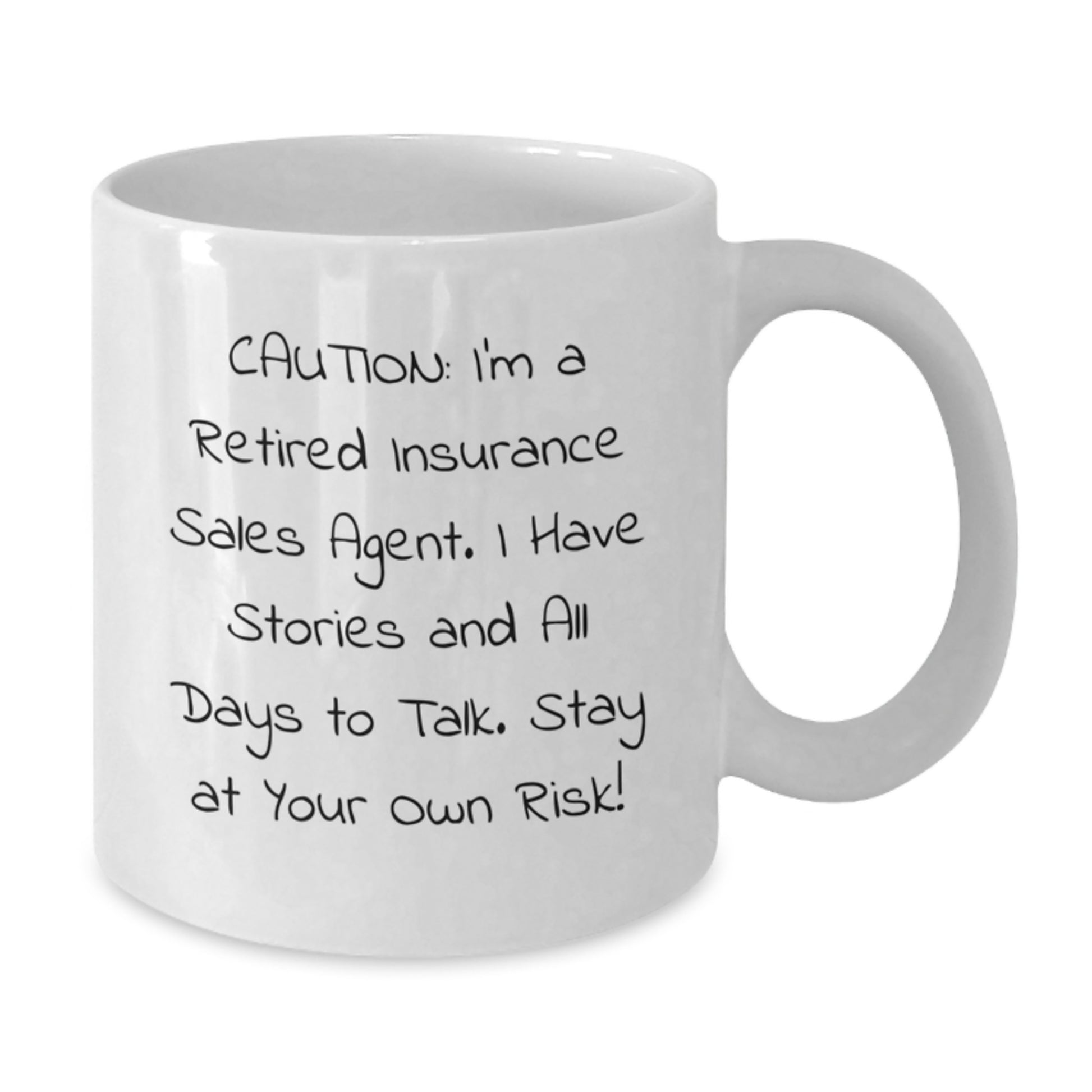 Funny Insurance Sales Agent Gifts for Men, White Coffee Mug with 'Caution: I'm A Retired Insurance Sales Agent' Quote, Ideal Gifts from Family, Friends, Coworkers for Graduation - Additional