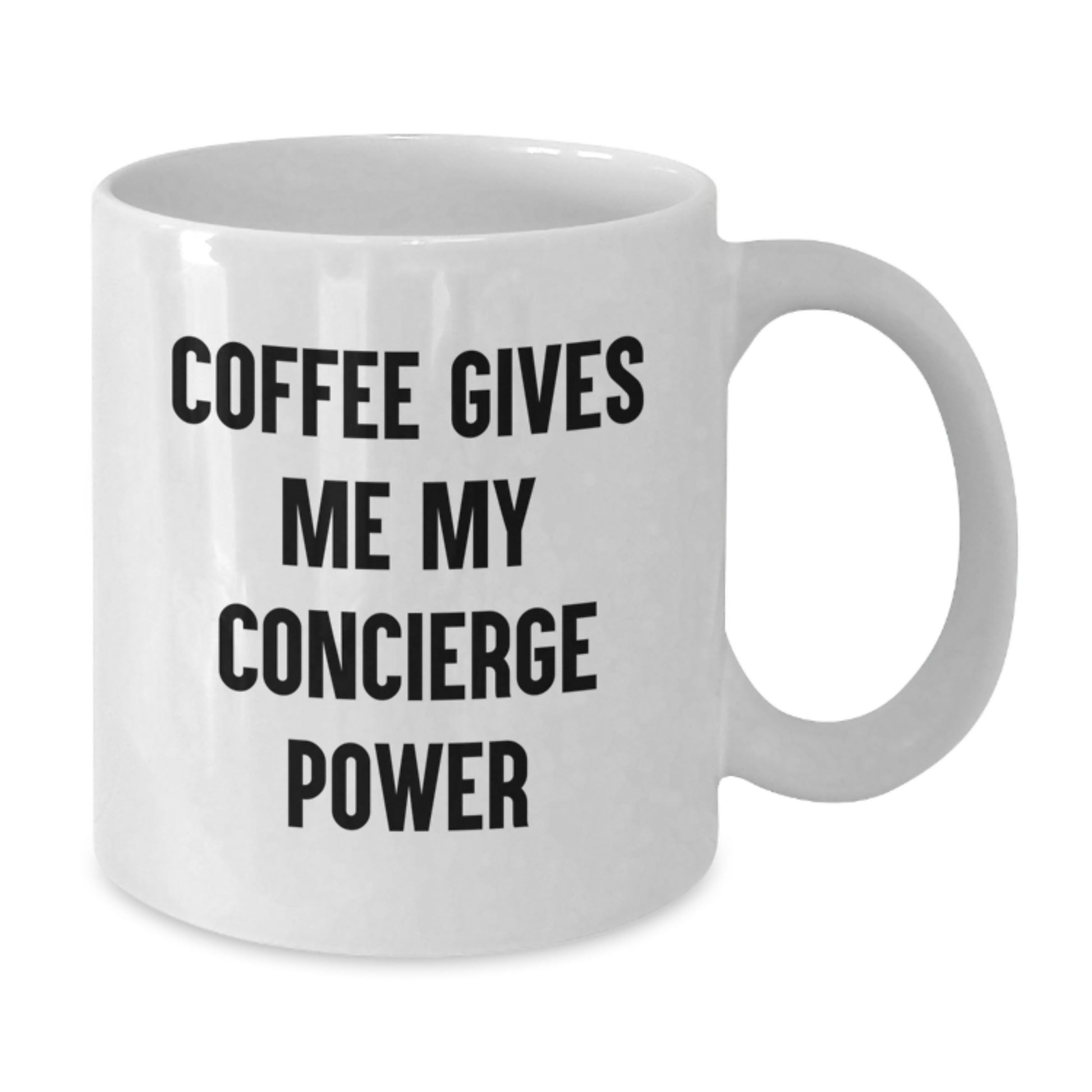 Christmas Concierge White Coffee Mug Gifts from Men to Family with Funny Quote 'Coffee Gives Me My Concierge Power' - Additional