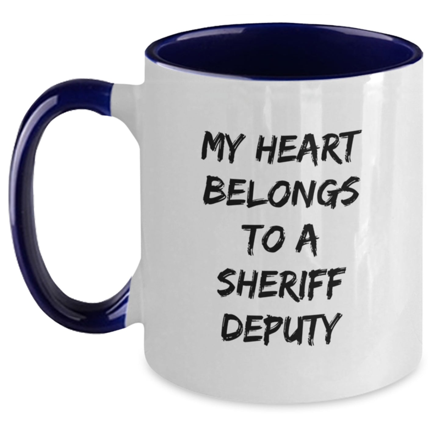 Funny Sheriff Deputy Gifts from Men to Friends and Family - My Heart Belongs To A Sheriff Deputy Two Tone Coffee Mug - Main