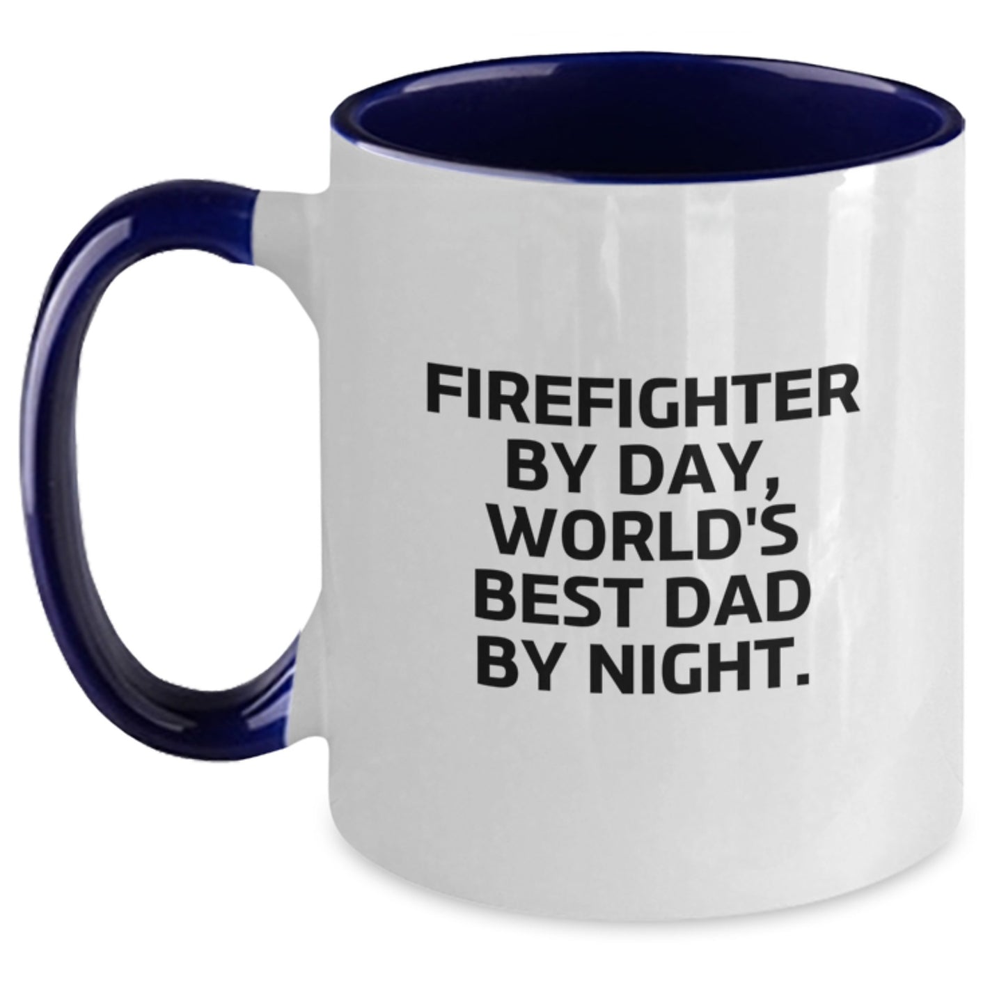 Firefighter Gifts Funny Two Tone Coffee Mug For Birthday, Gifts from Men, Gifts for Firefighter, 'Firefighter By Day, World's Best Dad By Night.' - Main