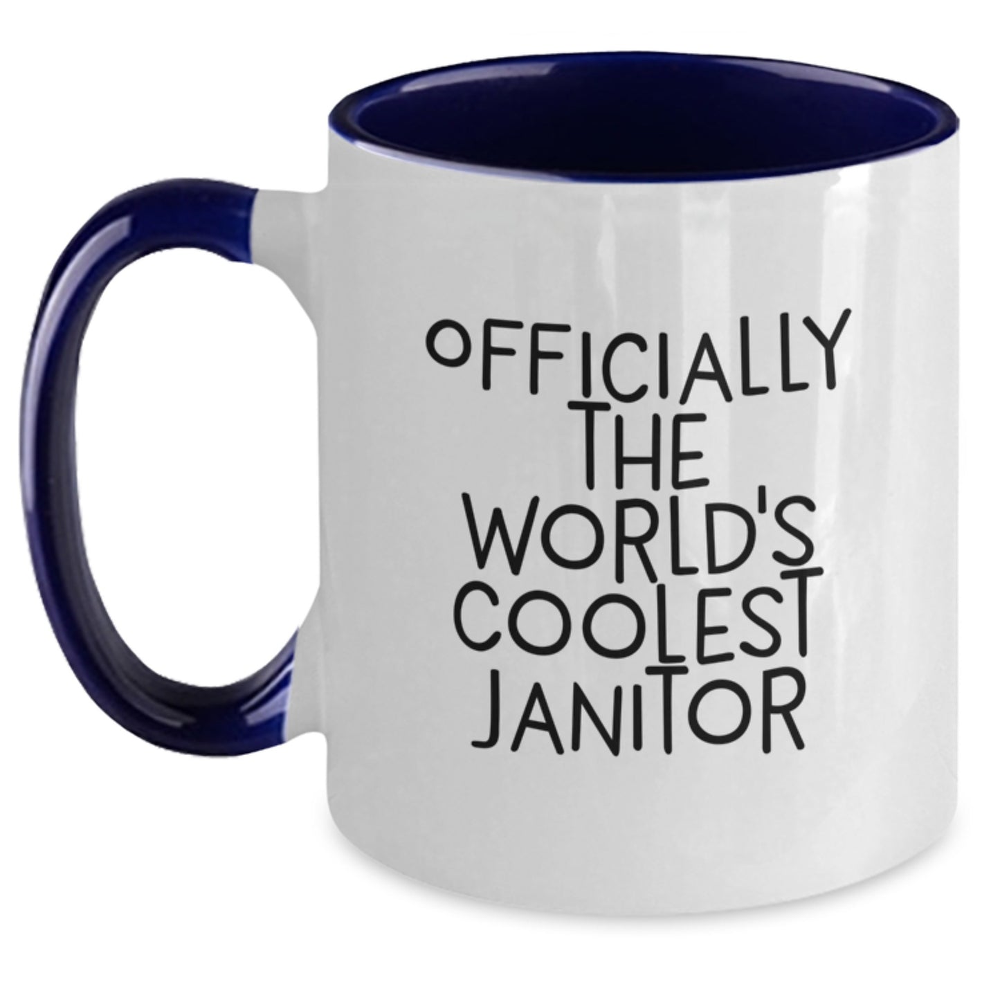 Funny Janitor Gifts for Janitor Friends - Officially The World's Coolest Janitor Two Tone Coffee Mug, Gifts from Friends for Janitor Men - Main