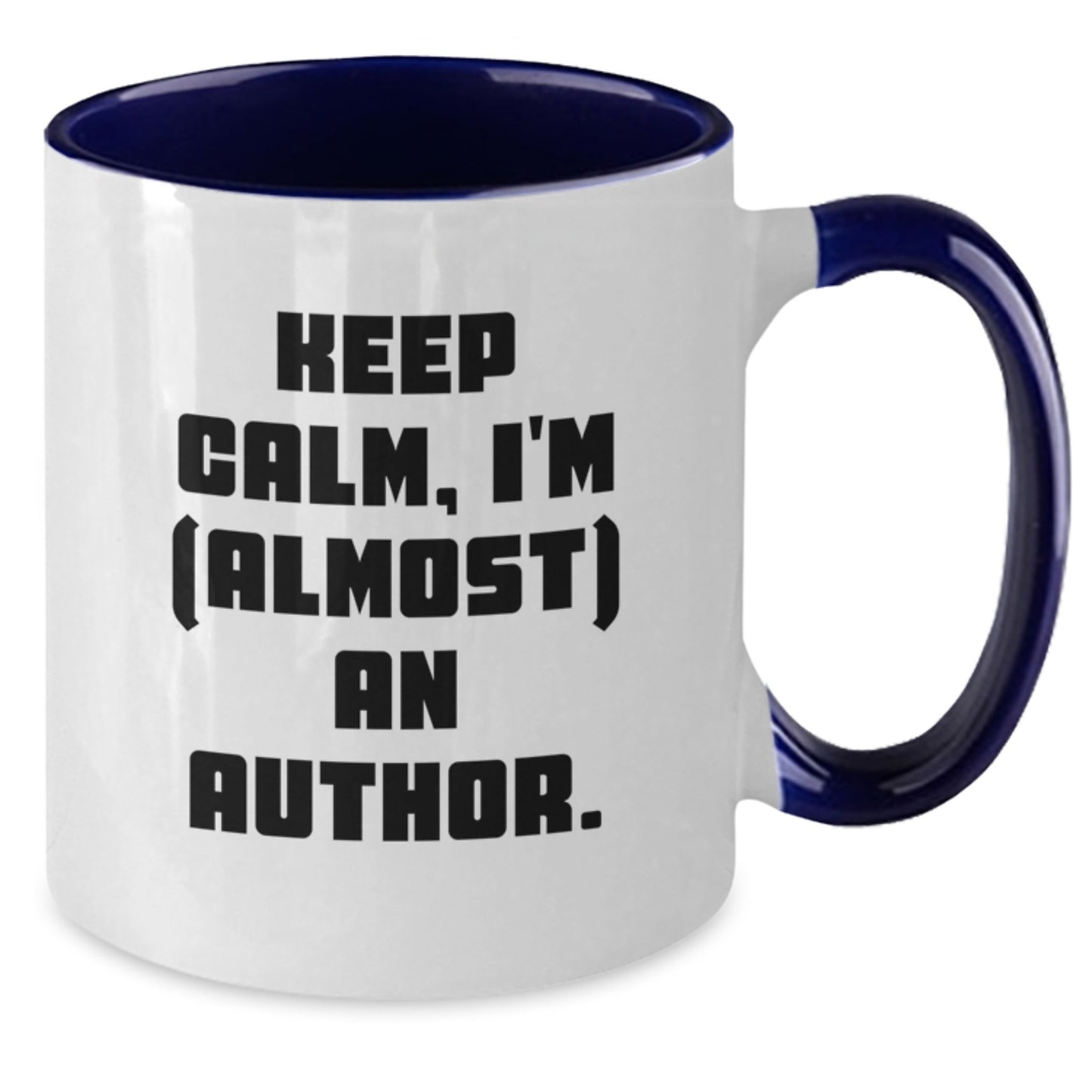 Funny Author Gifts from Friends for Christmas Unique Two Tone Coffee Mugs with Keep Calm I'm almost An Author Quote, Red and White, 11oz - Additional