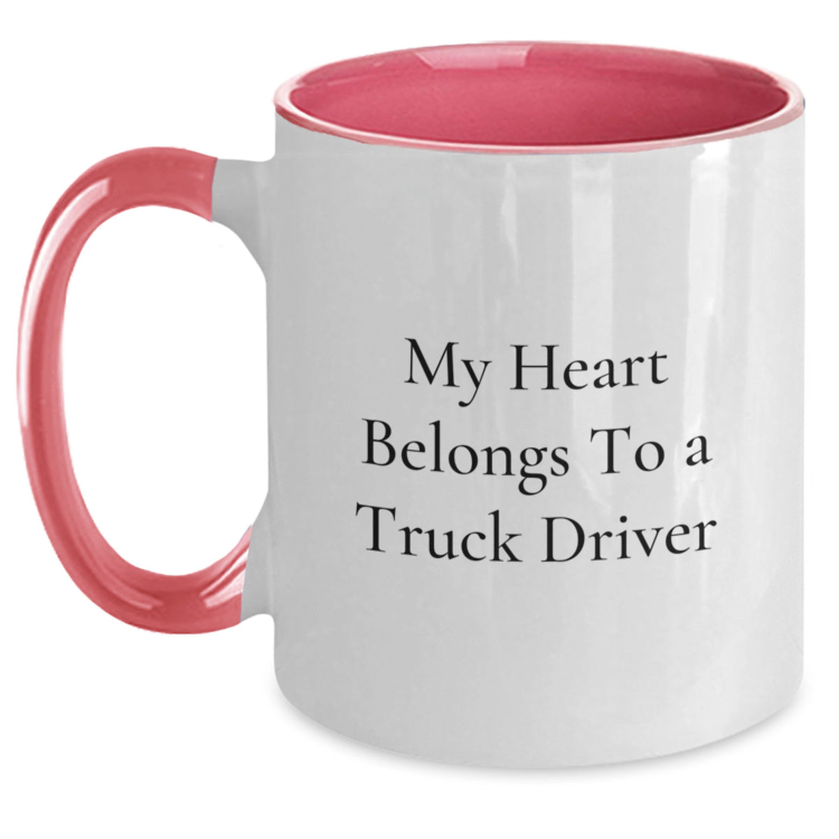 Funny Truck Driver Gifts Christmas Unique Mugs, Gifts from Men to Truck Driver Friends, Two Tone Coffee Mugs with My Heart Belongs To A Truck Driver - Main