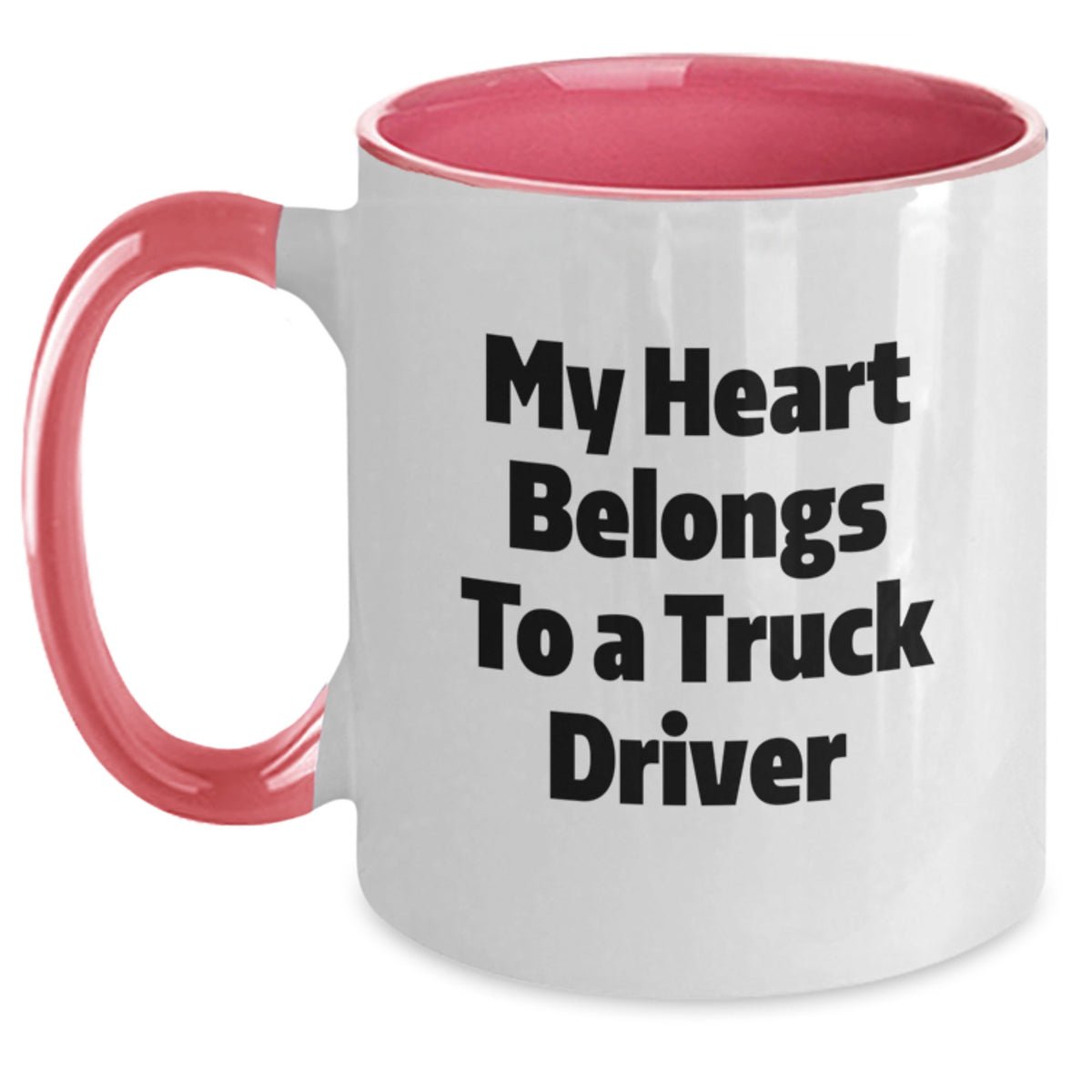 Funny Truck Driver Gifts for Men, Christmas Unique Gifts from Friends, Two Tone Coffee Mug with My Heart Belongs To A Truck Driver Quote - Main