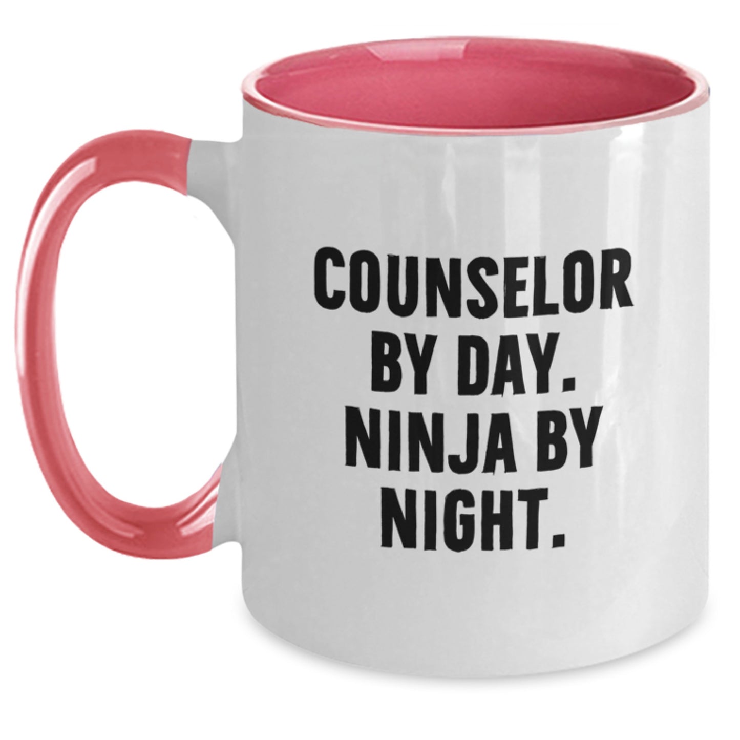 Counselor Gifts from Friends - Two Tone Coffee Mug - 'Counselor By Day. Ninja By Night.' Funny Birthday Mug - Main