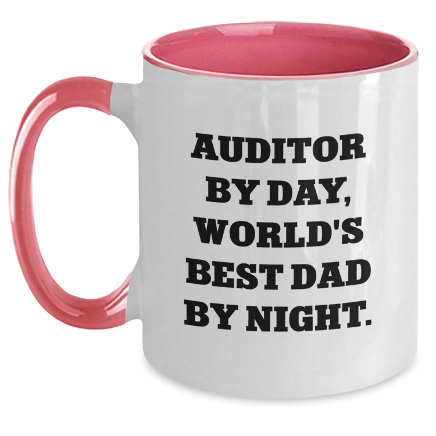 Funny Auditor Gifts: Auditor By Day, World's Best Dad By Night. Two Tone Coffee Mug for Birthday - Main