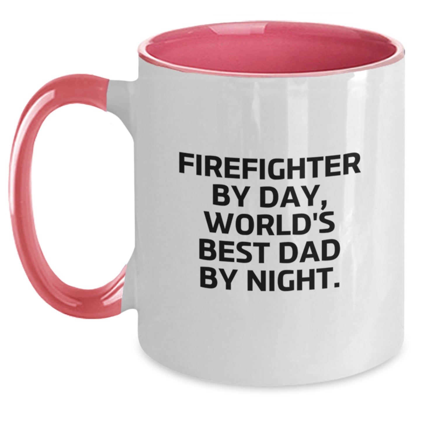 Firefighter Gifts Funny Two Tone Coffee Mug For Birthday, Gifts from Men, Gifts for Firefighter, 'Firefighter By Day, World's Best Dad By Night.' - Main