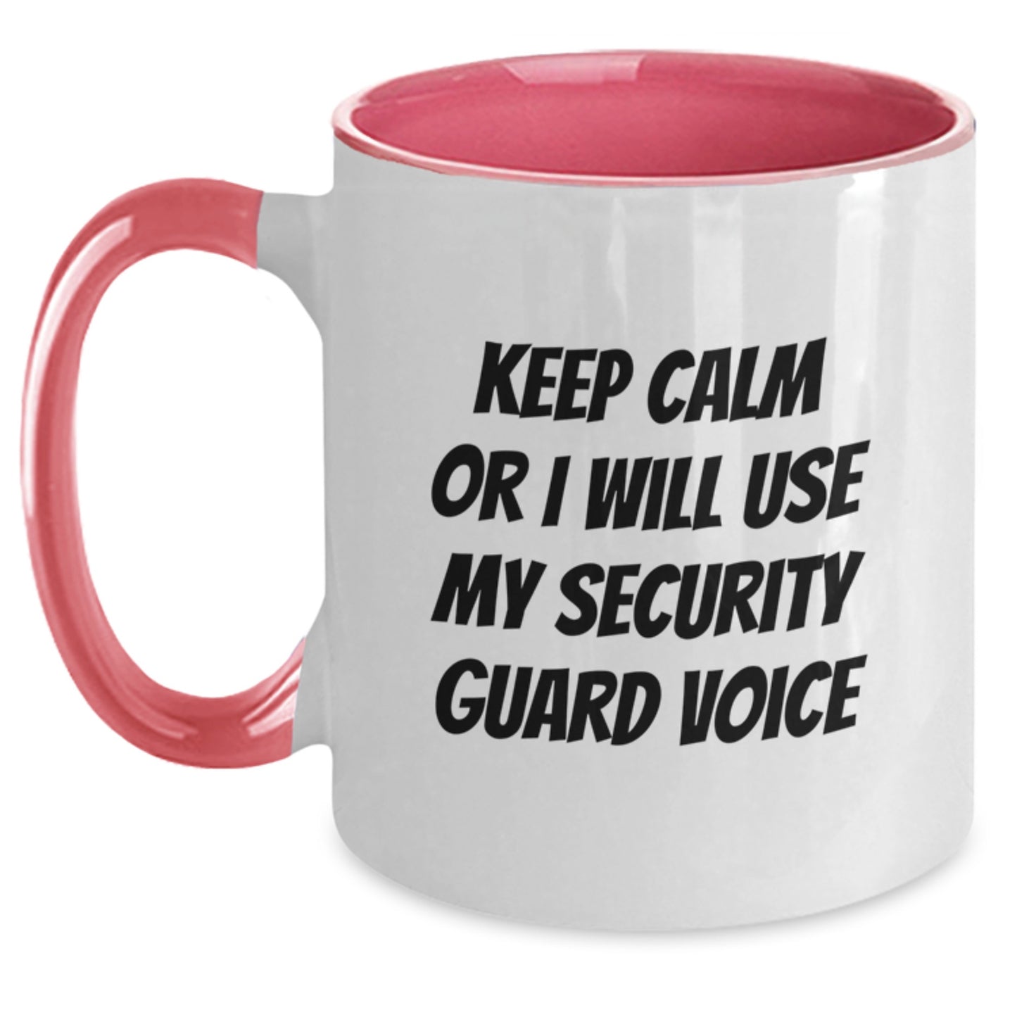 Funny Security Guard Gifts for Men from Friends - Keep Calm Or I Will Use My Security Guard Voice Two Tone Coffee Mug Birthday Unique - Main