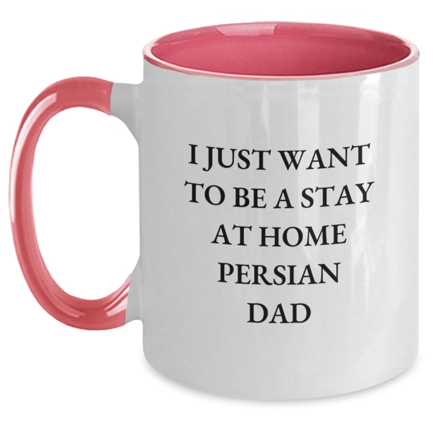 Funny Persian Cat Gifts for Dad Birthday Unique Mugs from Friends, 'I Just Want To Be A Stay At Home Persian Dad' Quote, Two Tone Ceramic 11oz Microwave Dishwasher Safe - Main