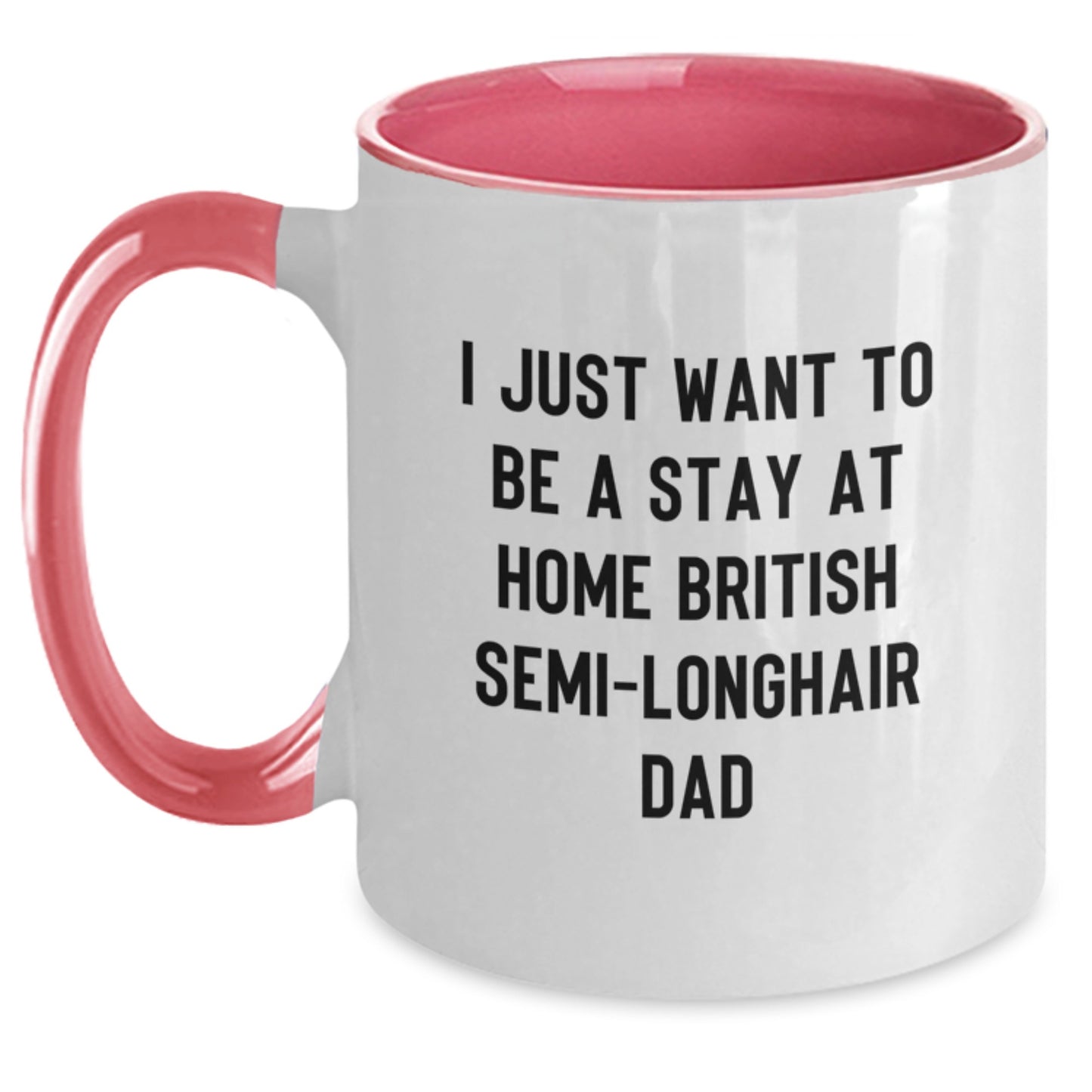 Funny British Semi-Longhair Cat Gifts for Dad, Two Tone Coffee Mug, I Just Want To Be A Stay At Home British Semi-longhair Dad Christmas Unique Gifts - Main
