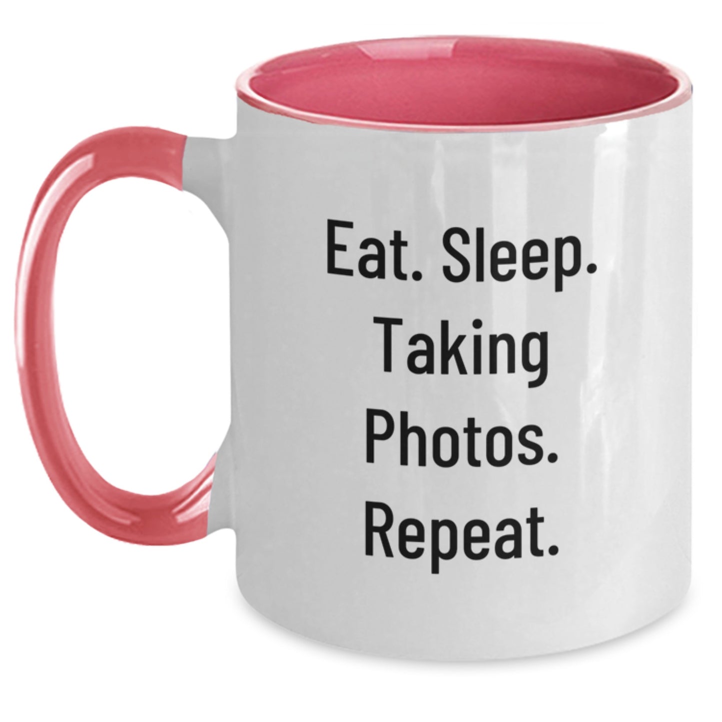 Funny Taking Photos Lover Gifts from Family Friends - Unique Two Tone Coffee Mug, Eat. Sleep. Taking Photos. Repeat. Christmas Unique Gifts for Taking Photos Enthusiasts - Main