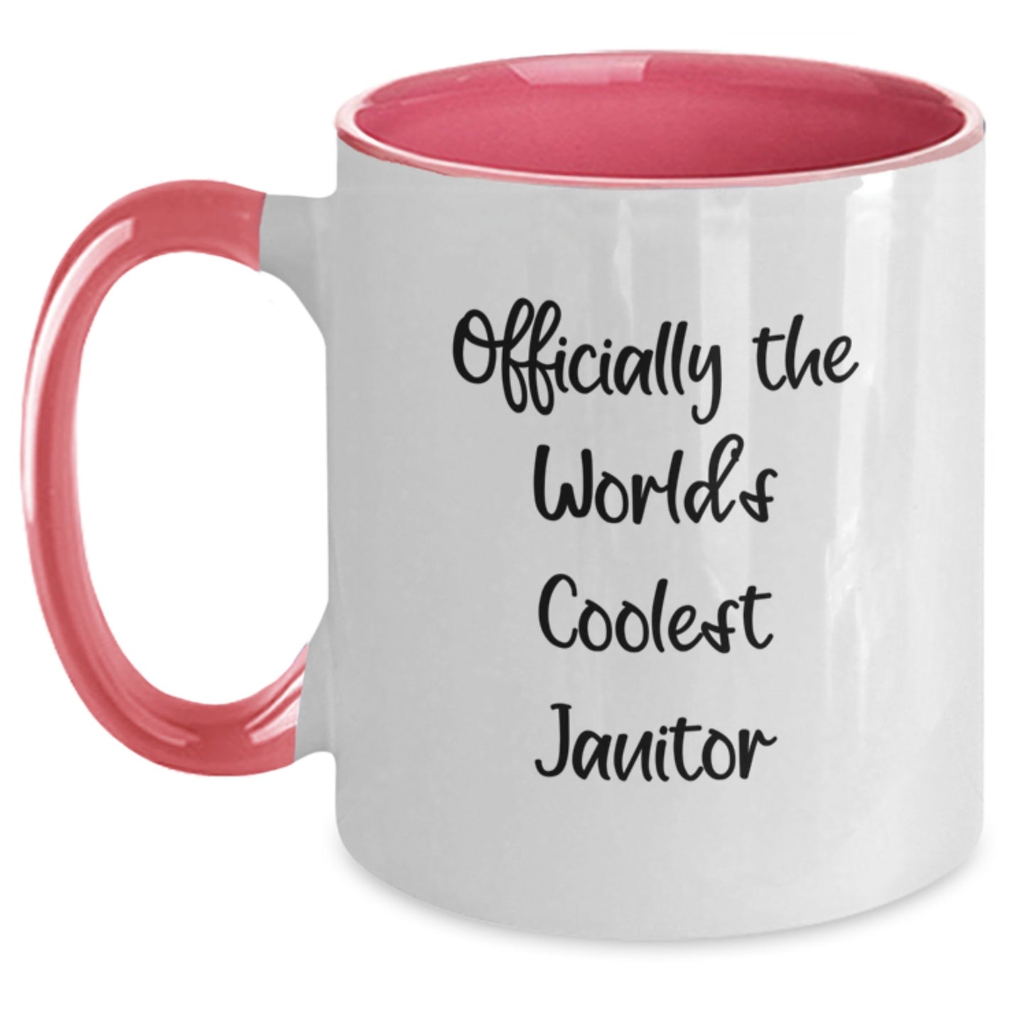 Funny Janitor Gifts from Friends for Janitor Graduation Unique Two Tone Coffee Mug Officially The World's Coolest Janitor - Main
