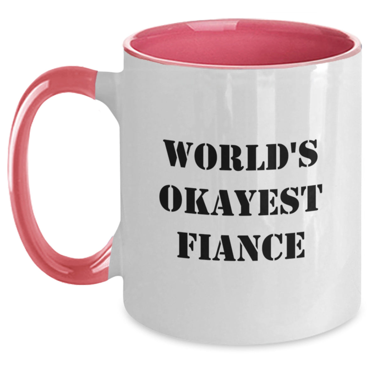 Funny Fiance Gifts from Men Unique Two Tone Coffee Mug World's Okayest Fiance for Birthday - Main