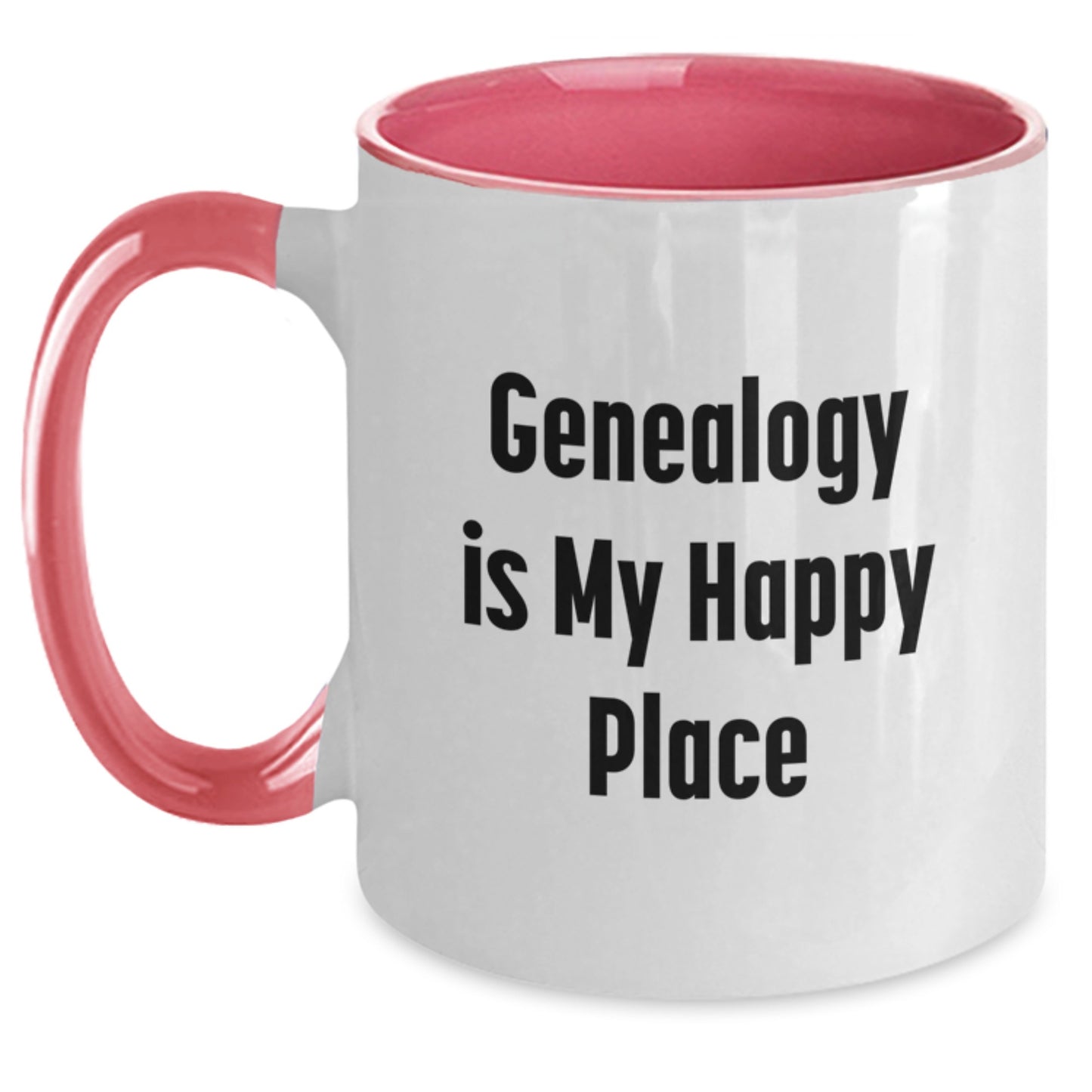 Genealogy Gifts from Grandma, Funny Two Tone Coffee Mug for Genealogy Lovers, Dad's Genealogy Happy Place - Main