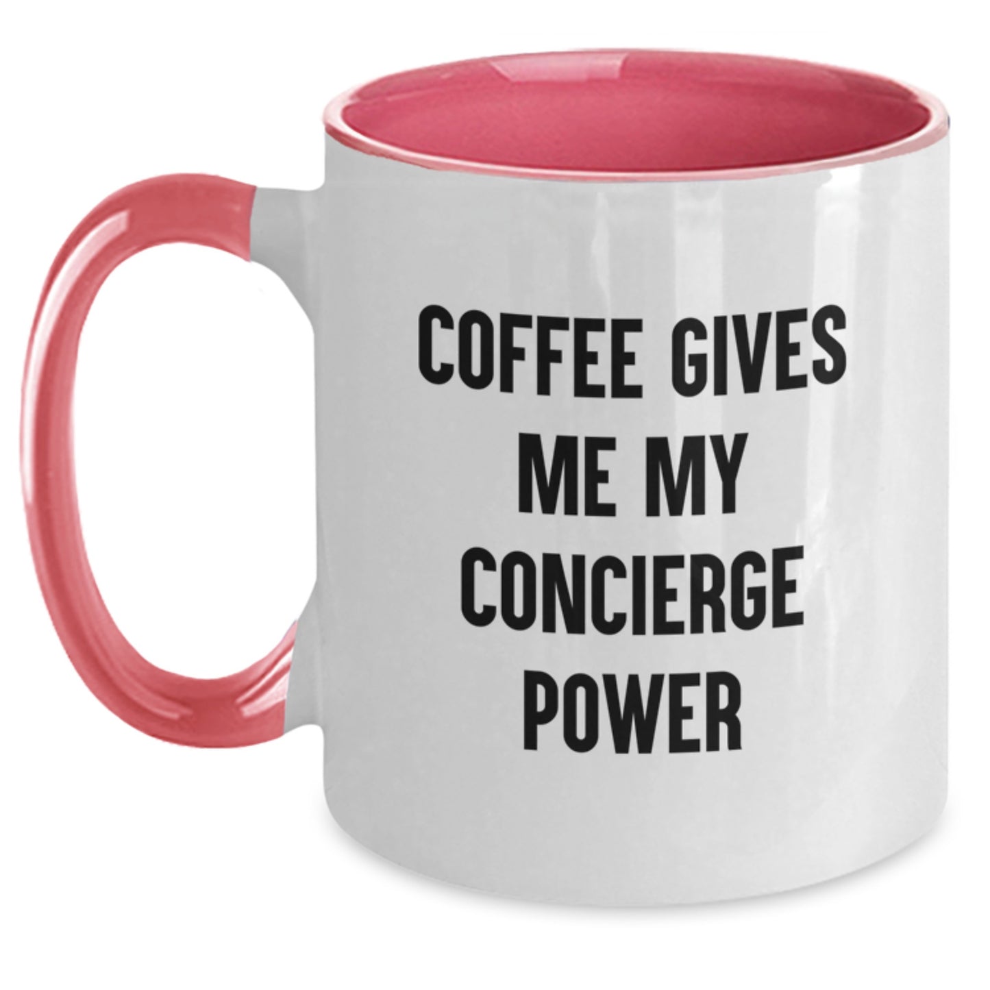 Funny Concierge Gifts for Men - Two Tone Coffee Mugs with Coffee Gives Me My Concierge Power Quote, Gifts from Friends, Family or Coworkers, Christmas Unique Presents - Main