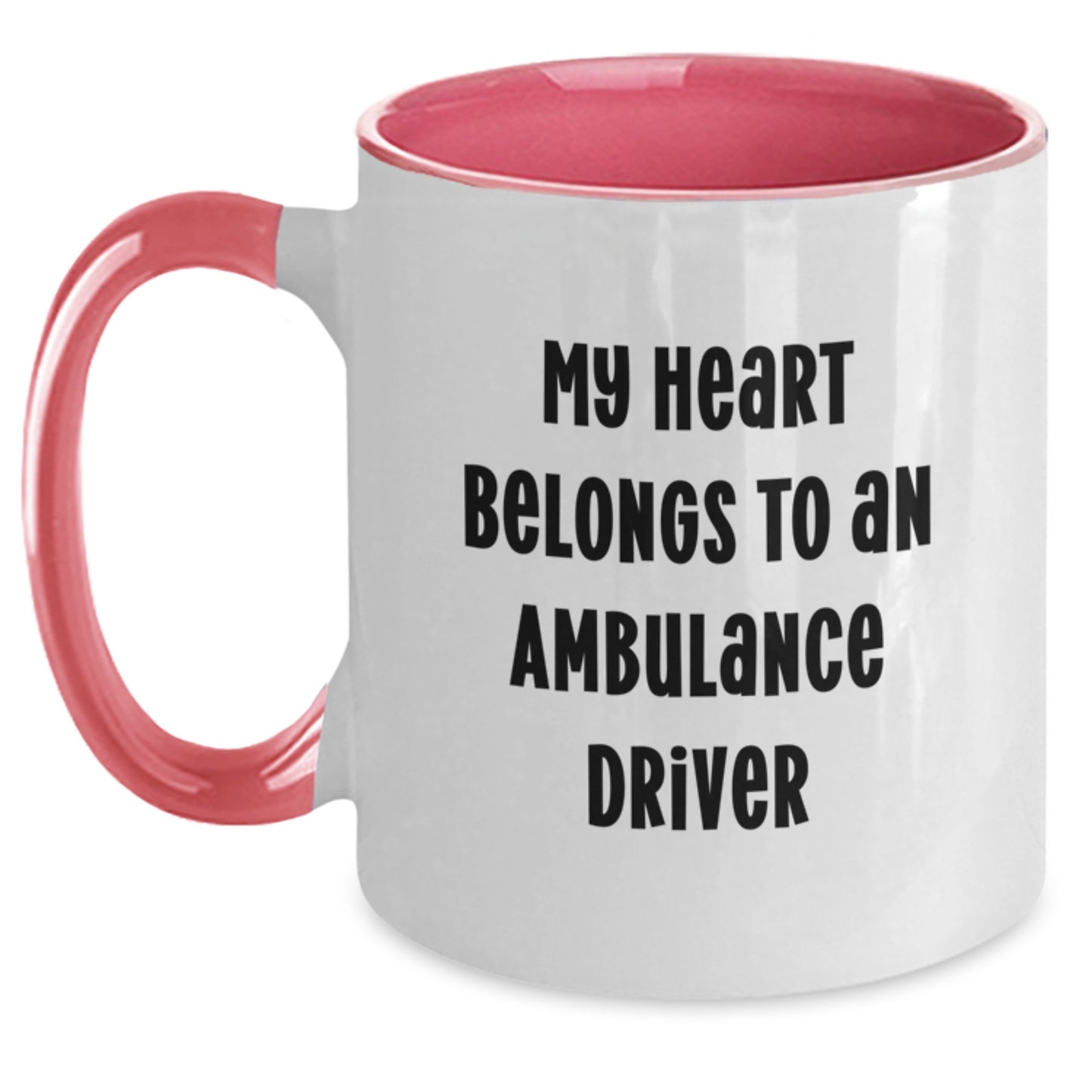 Funny Ambulance Driver Gifts for Christmas from Friends and Family, Ambulance Driver Two Tone Coffee Mug with Quote 'My Heart Belongs To An Ambulance Driver' - Main