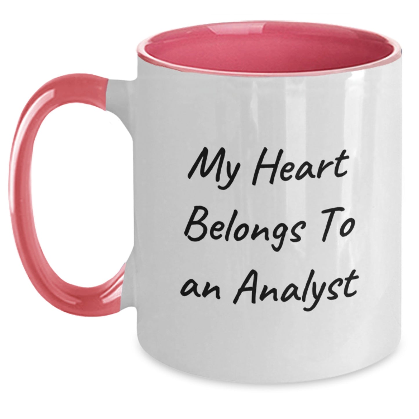 Funny Analyst Gifts from Friends, Christmas Unique Mugs for Men, Women, or Coworkers with 'My Heart Belongs To An Analyst' Quote, Two Tone Coffee Mug - Main