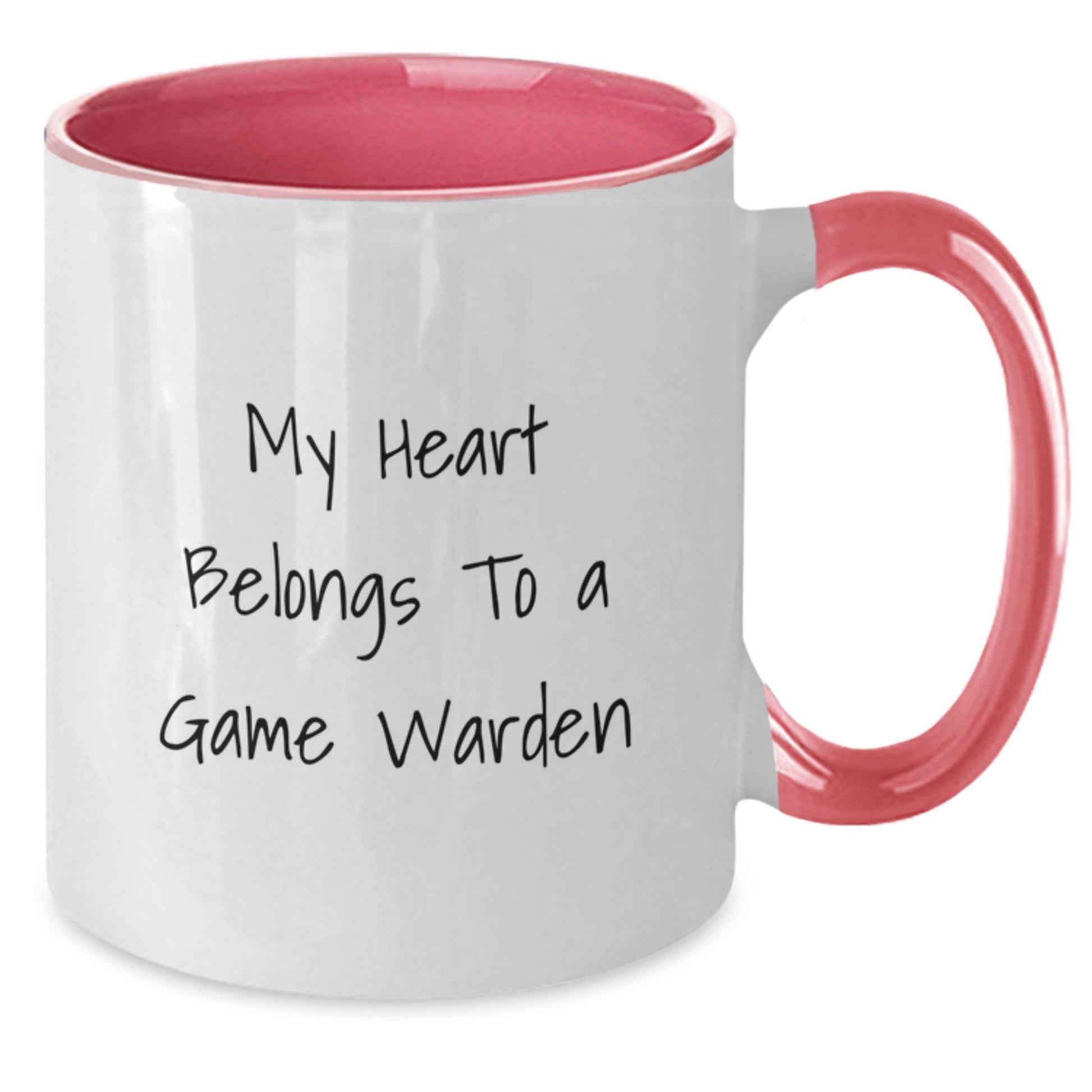 Game Warden Funny Gifts from Friends, My Heart Belongs To A - Two Tone Coffee Mug, Birthday Unique for Game Wardens - Additional