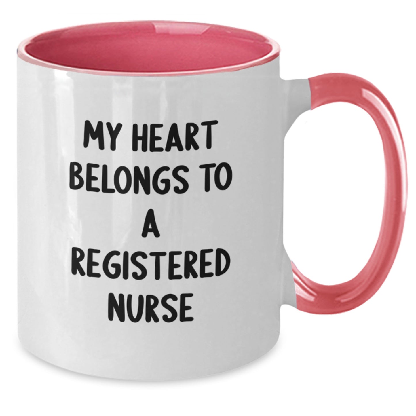 Funny Quote Gifts for Registered Nurses, Two Tone Coffee Mugs, Christmas Unique Presents from Friends or Family - My Heart Belongs To A Registered Nurse - Additional