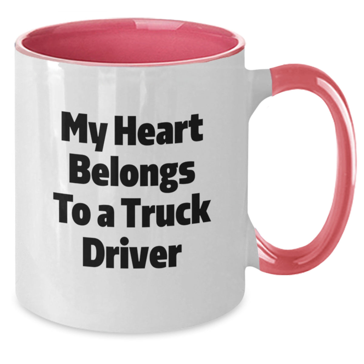 Funny Truck Driver Gifts for Men, Christmas Unique Gifts from Friends, Two Tone Coffee Mug with My Heart Belongs To A Truck Driver Quote - Additional