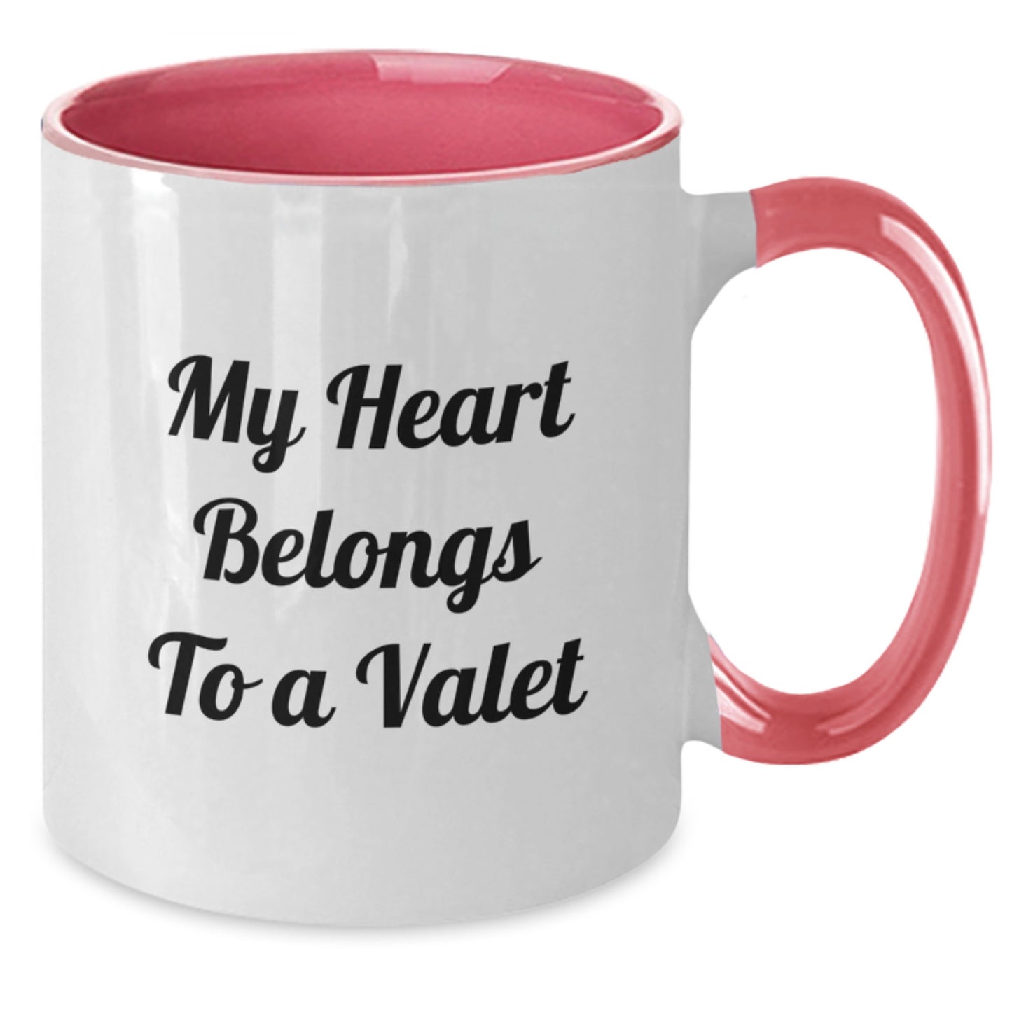 Cute Valet Gifts from Friends for Men Valet Two Tone Coffee Mugs - My Heart Belongs To A Valet, Funny Quote, Christmas Unique Presents - Additional