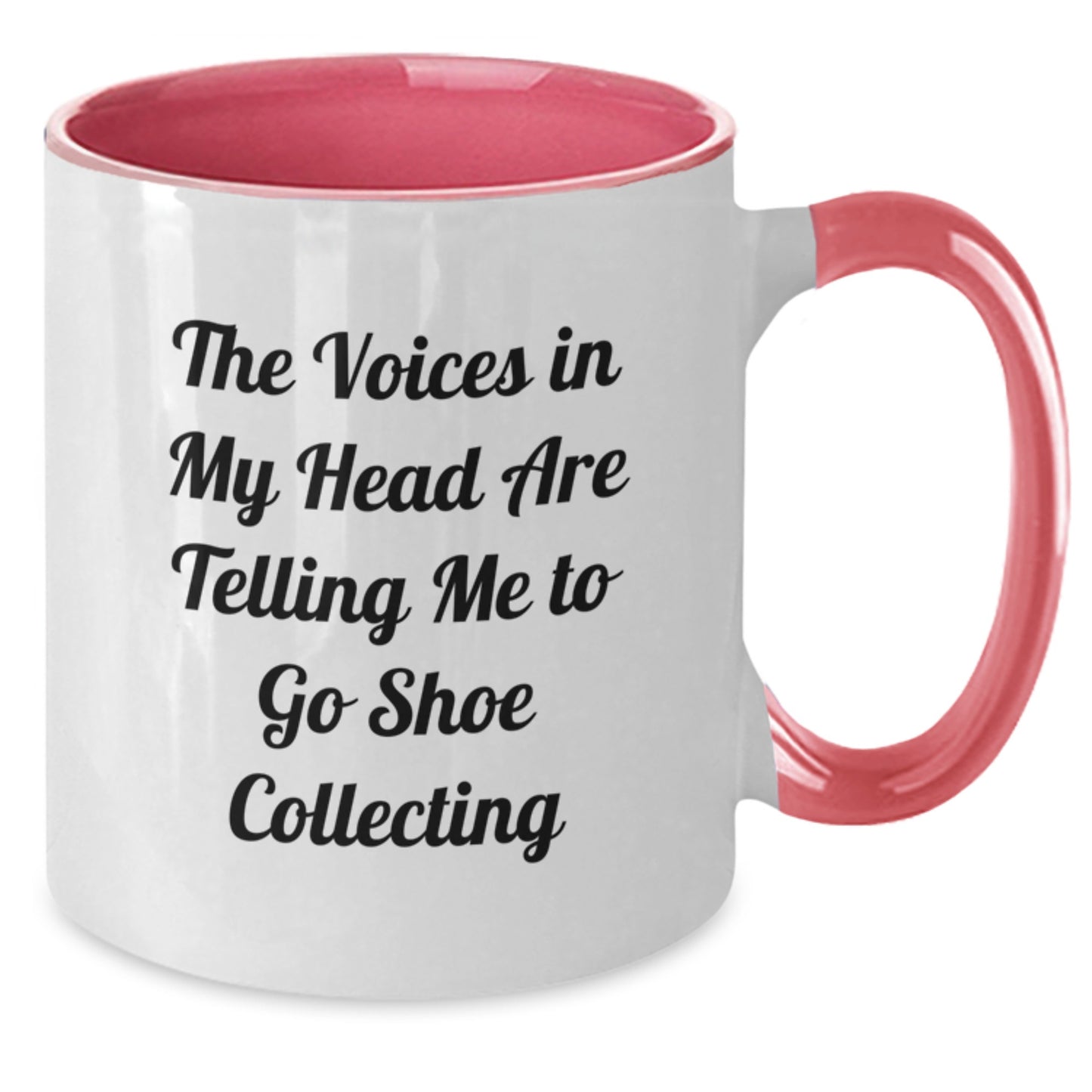 Funny Shoe Collecting Gifts for Men Women Friends Family - Two Tone Coffee Mug 'The Voices In My Head Are Telling Me To Go Shoe Collecting' - Unique Christmas Memorable Presents - Additional