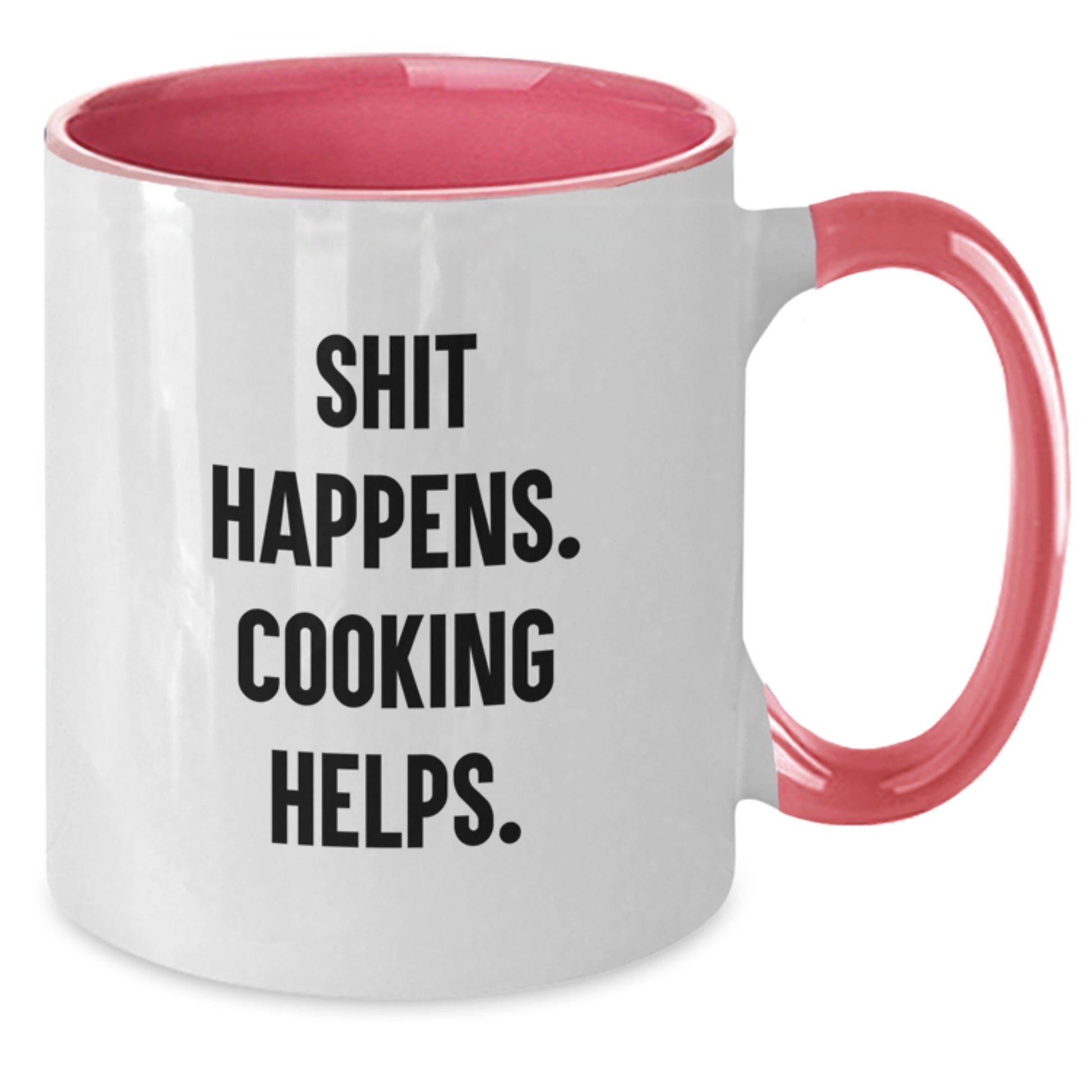 Funny Cooking Gifts from Friends for Men and Women - Shit Happens. Cooking Helps. Two Tone Coffee Mug, Christmas Unique Gifts - Additional