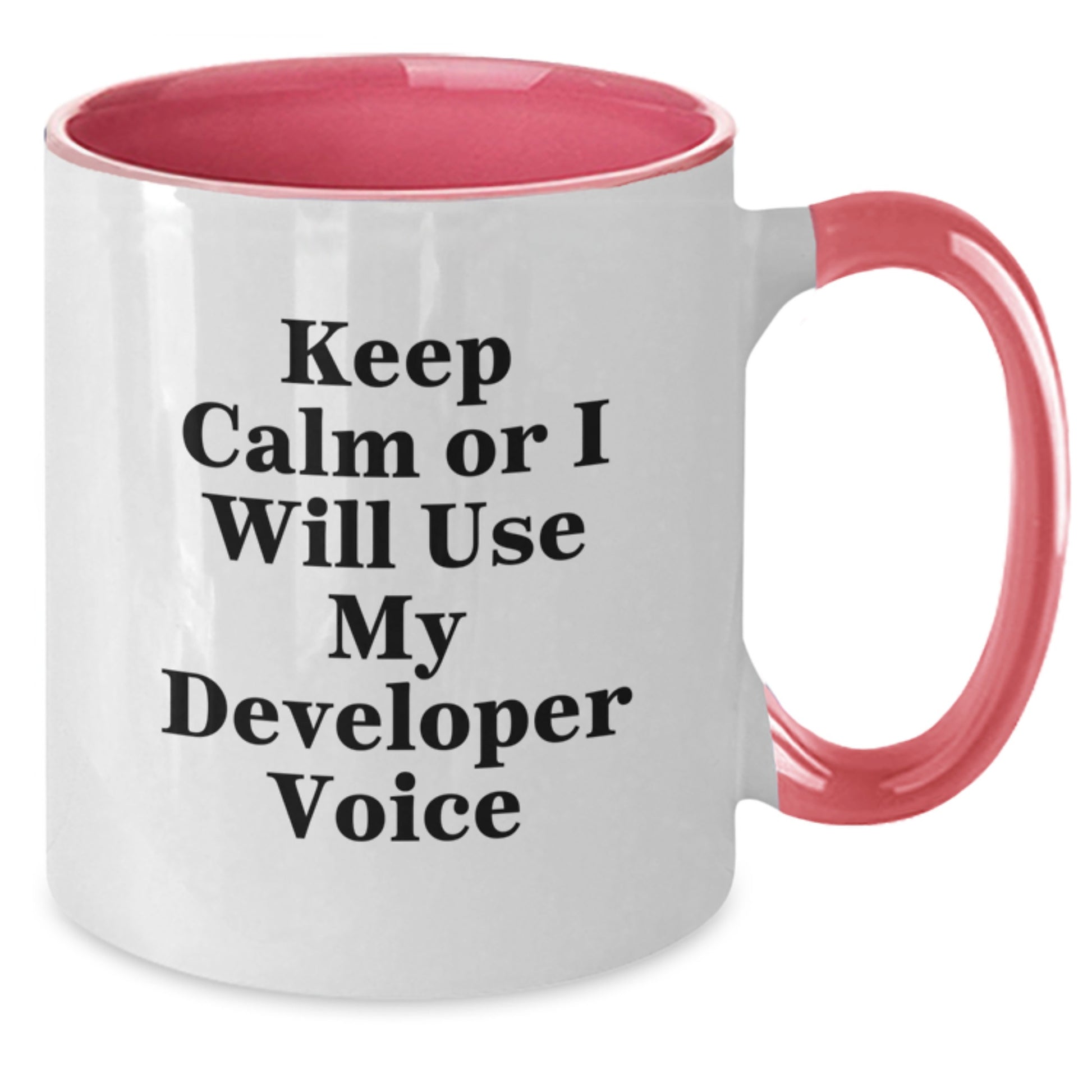 Funny Developer Gifts for Men, Unique Two Tone Coffee Mug with 'Keep Calm Or I Will Use My Developer Voice' Quote, Gifts from Friends for Graduate Developer - Additional