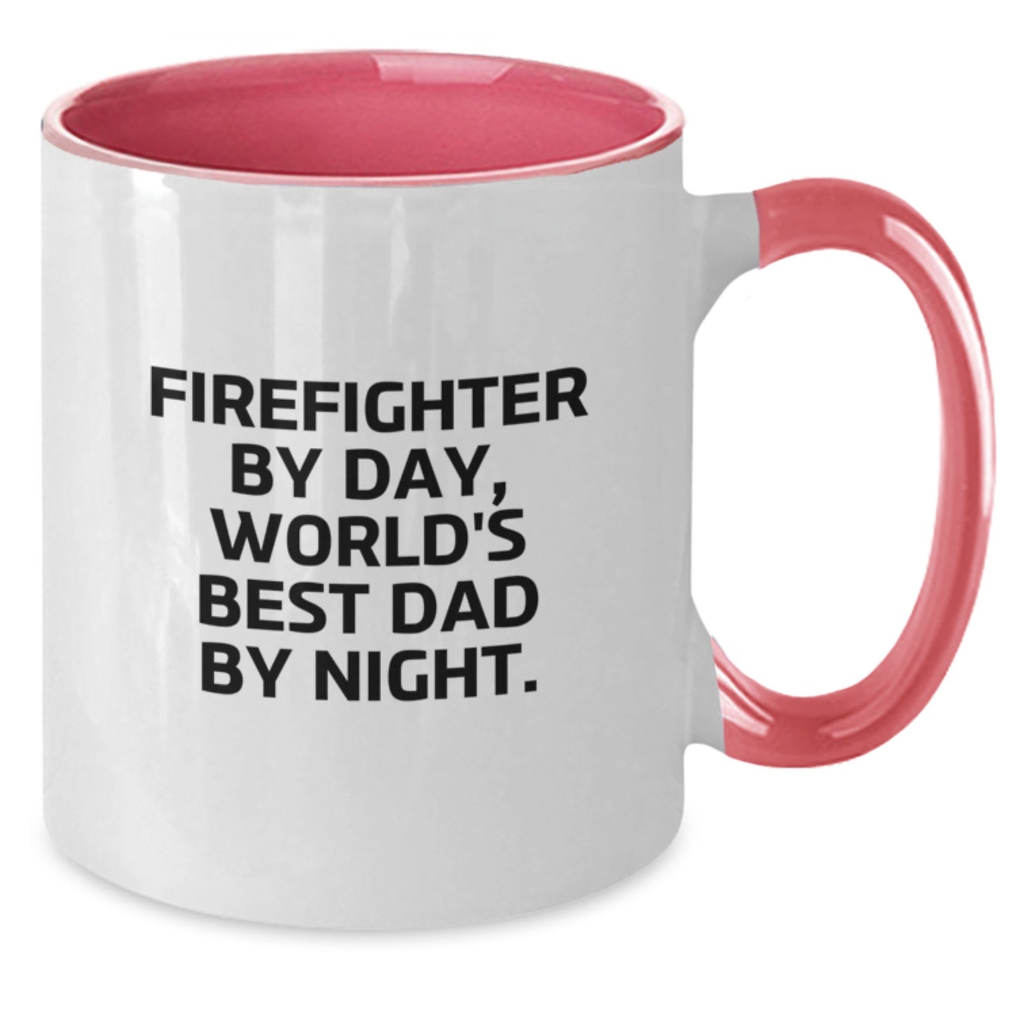 Firefighter Gifts Funny Two Tone Coffee Mug For Birthday, Gifts from Men, Gifts for Firefighter, 'Firefighter By Day, World's Best Dad By Night.' - Additional