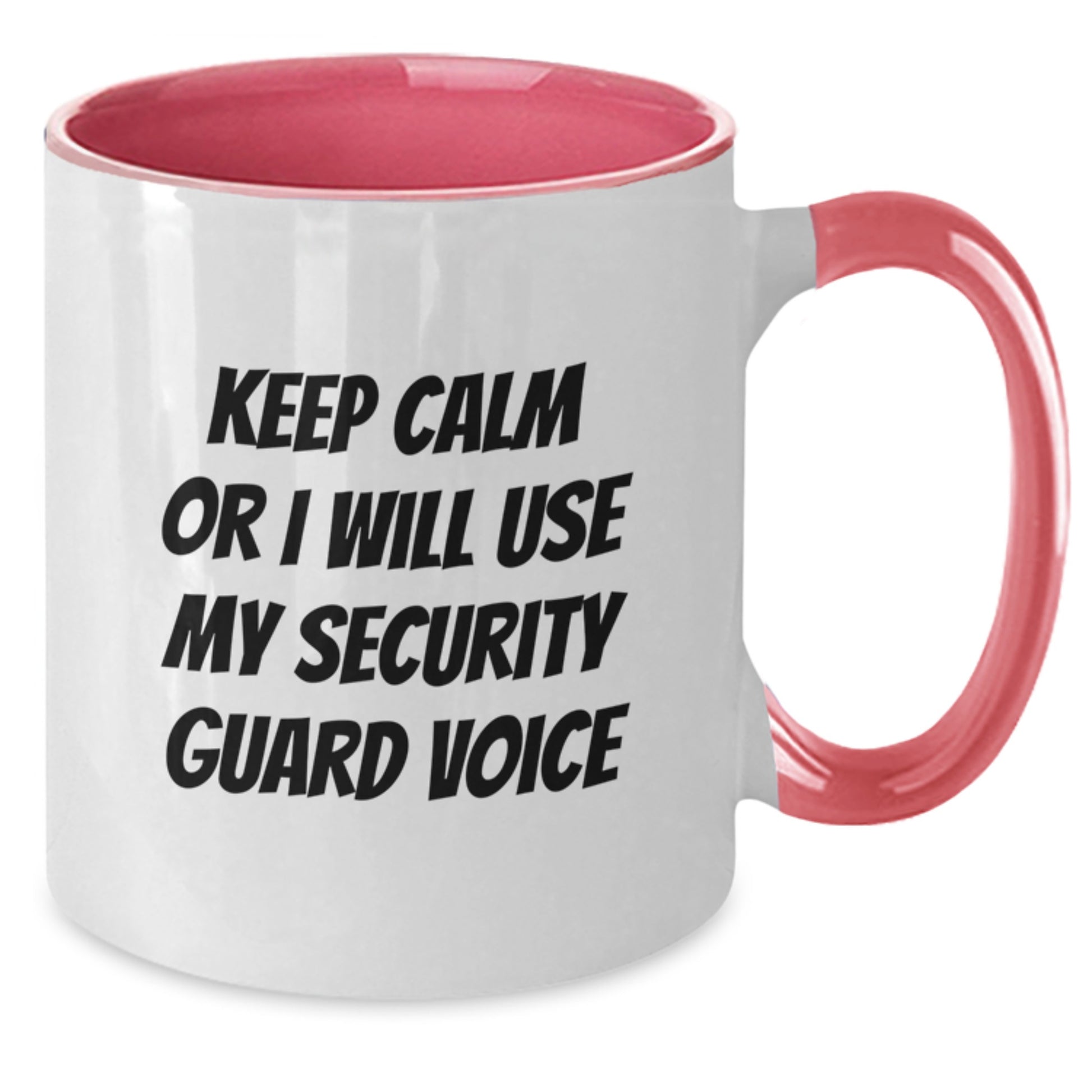 Funny Security Guard Gifts for Men from Friends - Keep Calm Or I Will Use My Security Guard Voice Two Tone Coffee Mug Birthday Unique - Additional