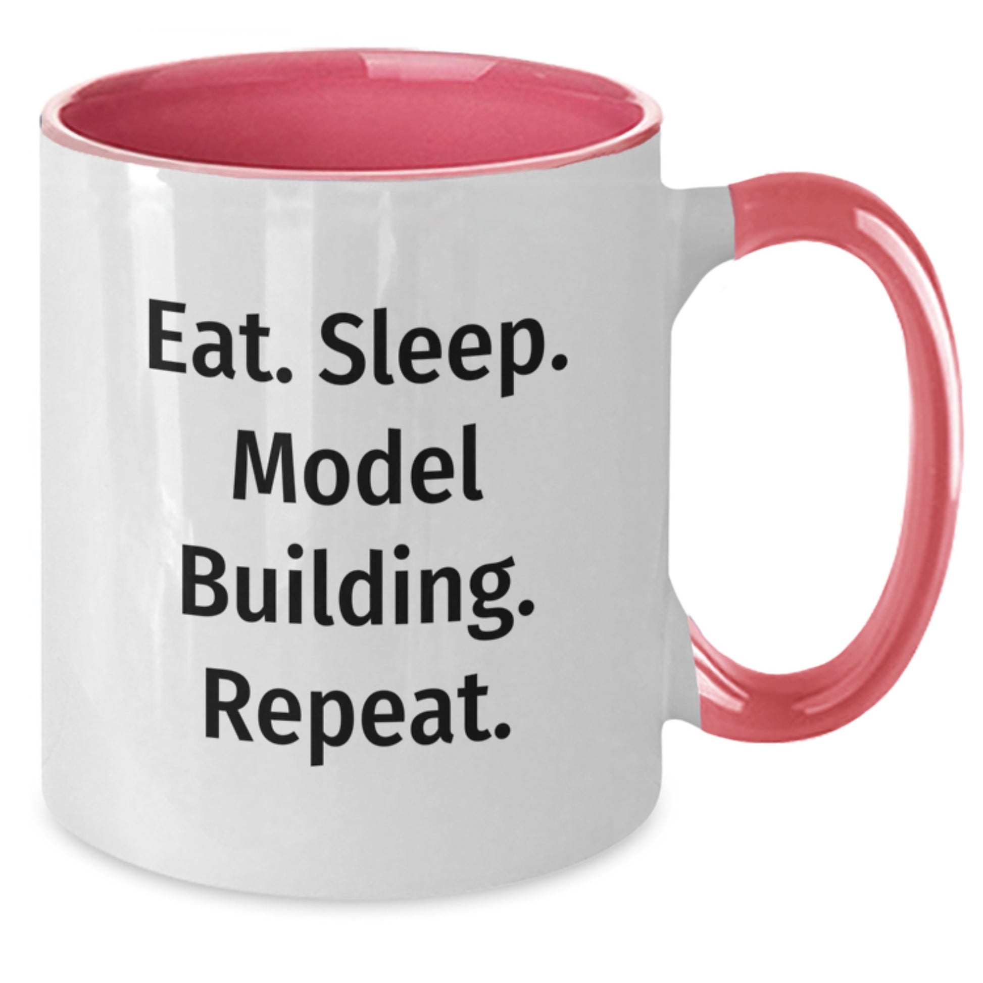 Funny Model Building Two Tone Coffee Mugs Gifts from Friends for Birthday Unique Model Building Enthusiasts, Eat. Sleep. 'Model Building' Repeat. Gifts - Additional