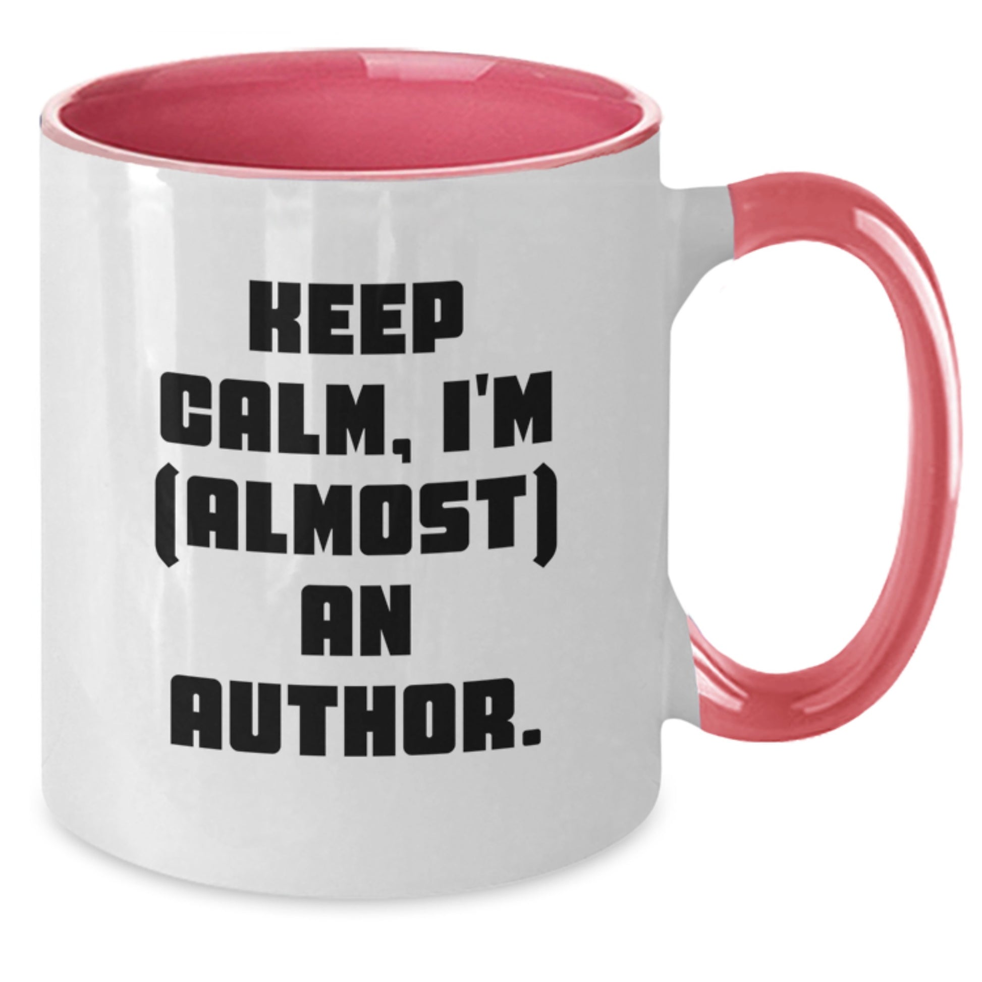 Funny Author Gifts from Friends for Christmas Unique Two Tone Coffee Mugs with Keep Calm I'm almost An Author Quote, Red and White, 11oz - Additional