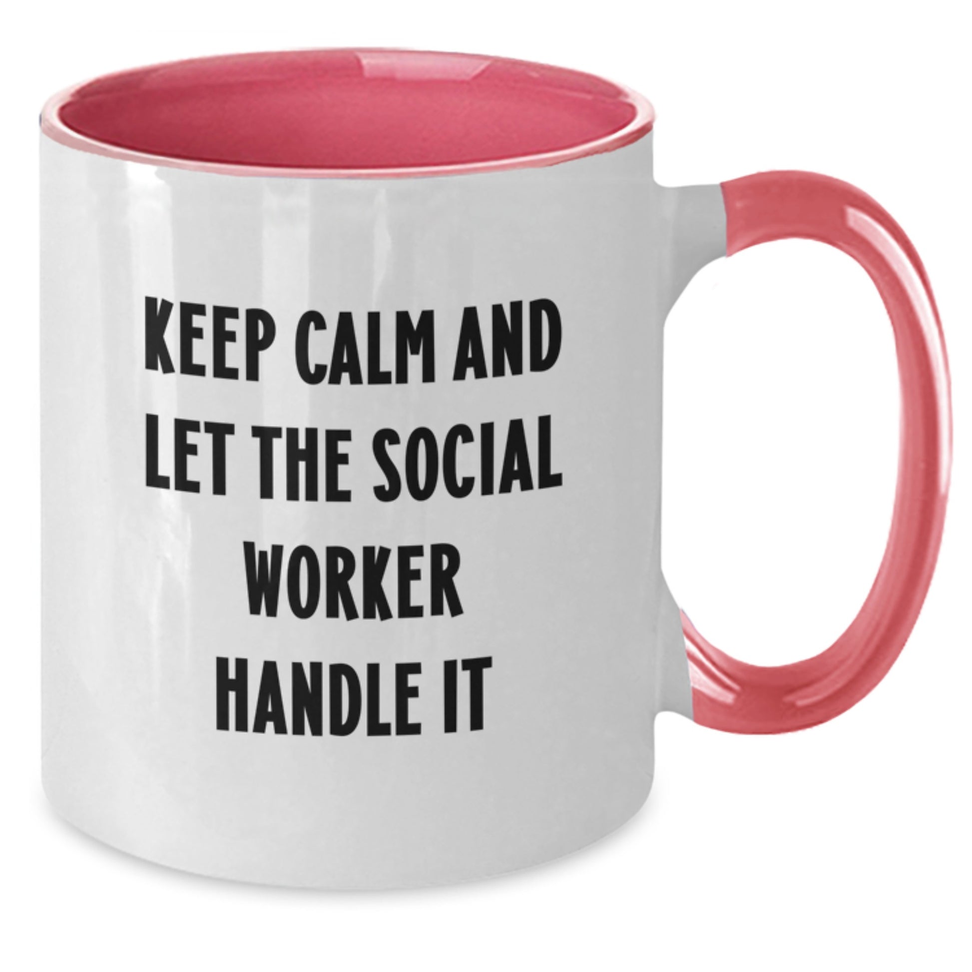 Funny Christmas Unique Gifts for Social Worker, Keep Calm And Let The Social Worker Handle It Two Tone Coffee Mugs, Gifts from Family to Social Worker, Social Worker Appreciation Mug - Additional