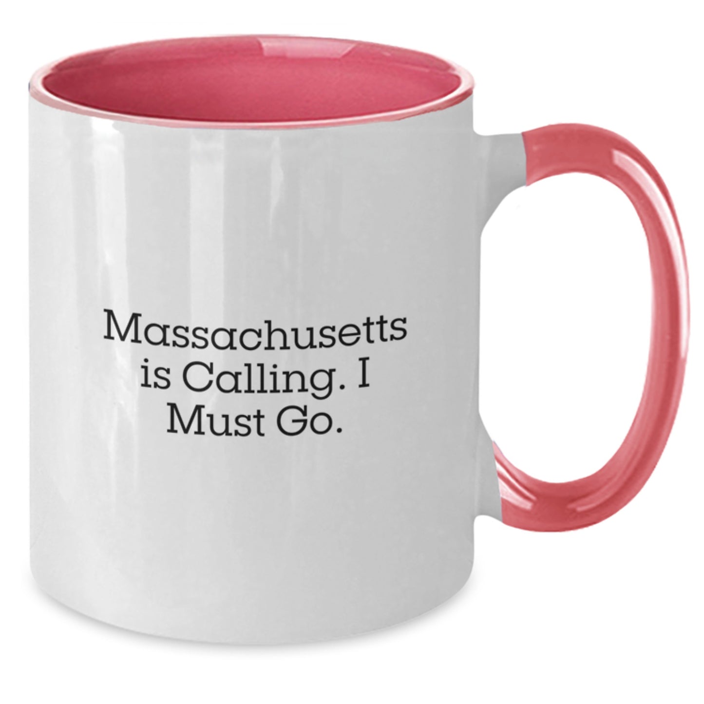 Funny Massachusetts Gifts from Friends for Men Women Family - Massachusetts Is Calling. I Must Go. Two Tone Coffee Mug - Additional