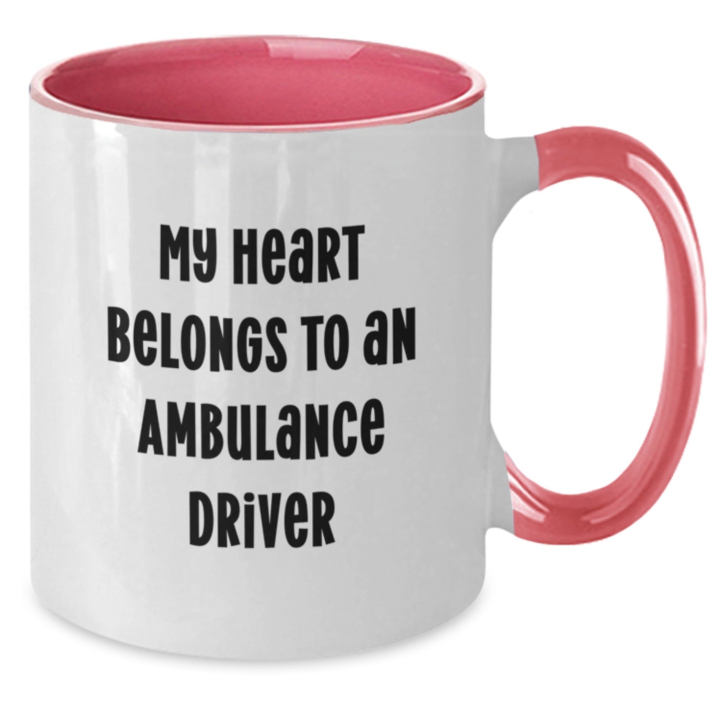 Funny Ambulance Driver Gifts for Christmas from Friends and Family, Ambulance Driver Two Tone Coffee Mug with Quote 'My Heart Belongs To An Ambulance Driver' - Additional