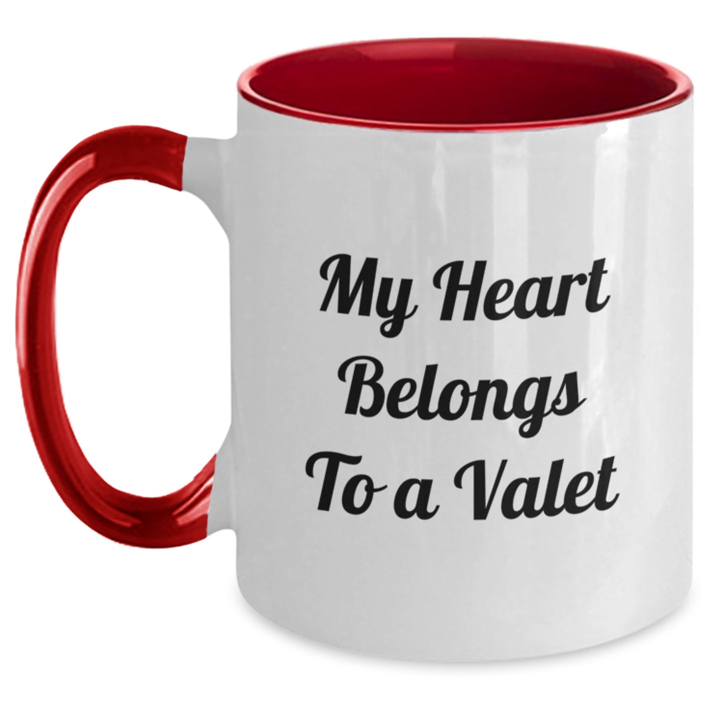 Cute Valet Gifts from Friends for Men Valet Two Tone Coffee Mugs - My Heart Belongs To A Valet, Funny Quote, Christmas Unique Presents - Main